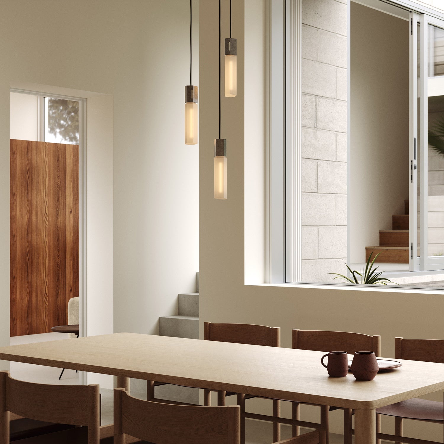 Tala Basalt Triple Pendant in Stainless Steel (view 3)