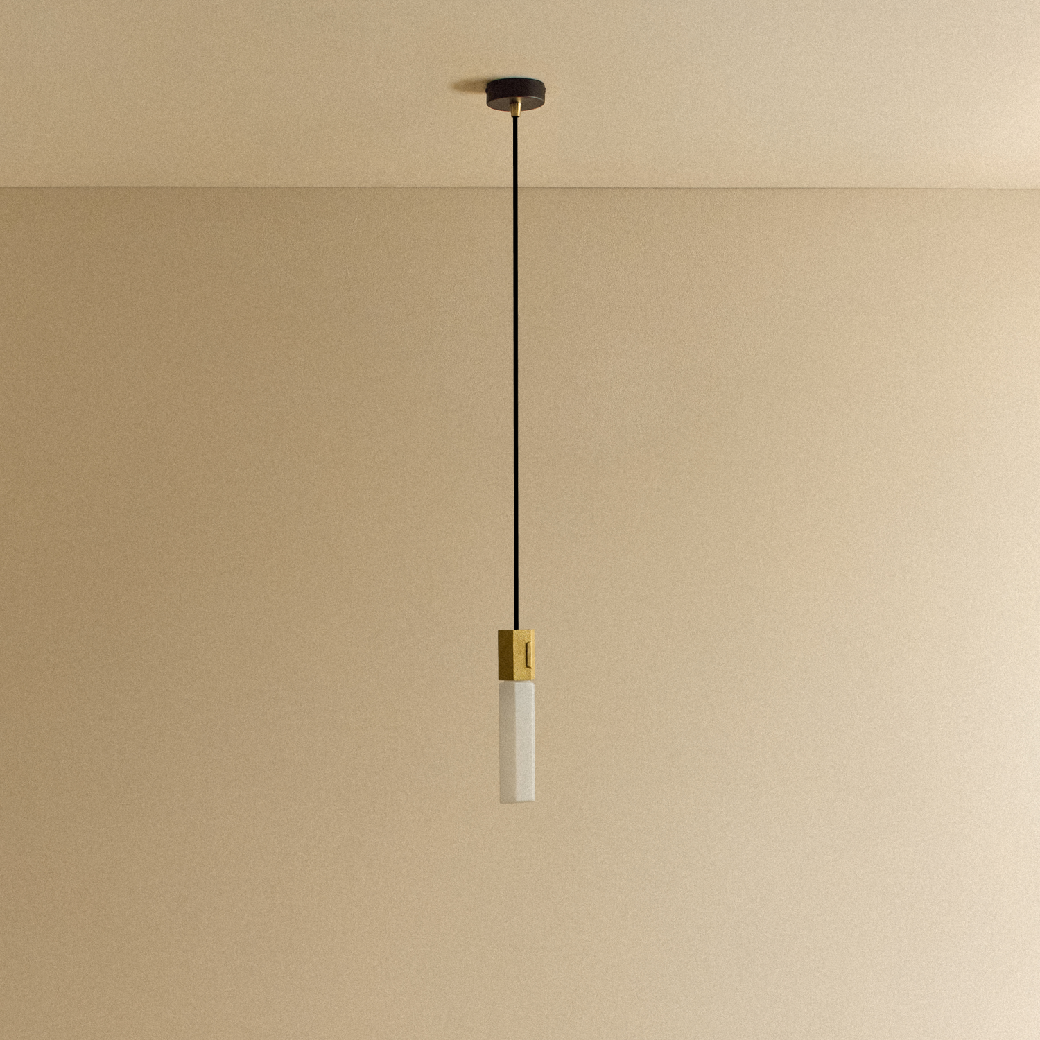 Tala Basalt Single Pendant in Brass shown unlit