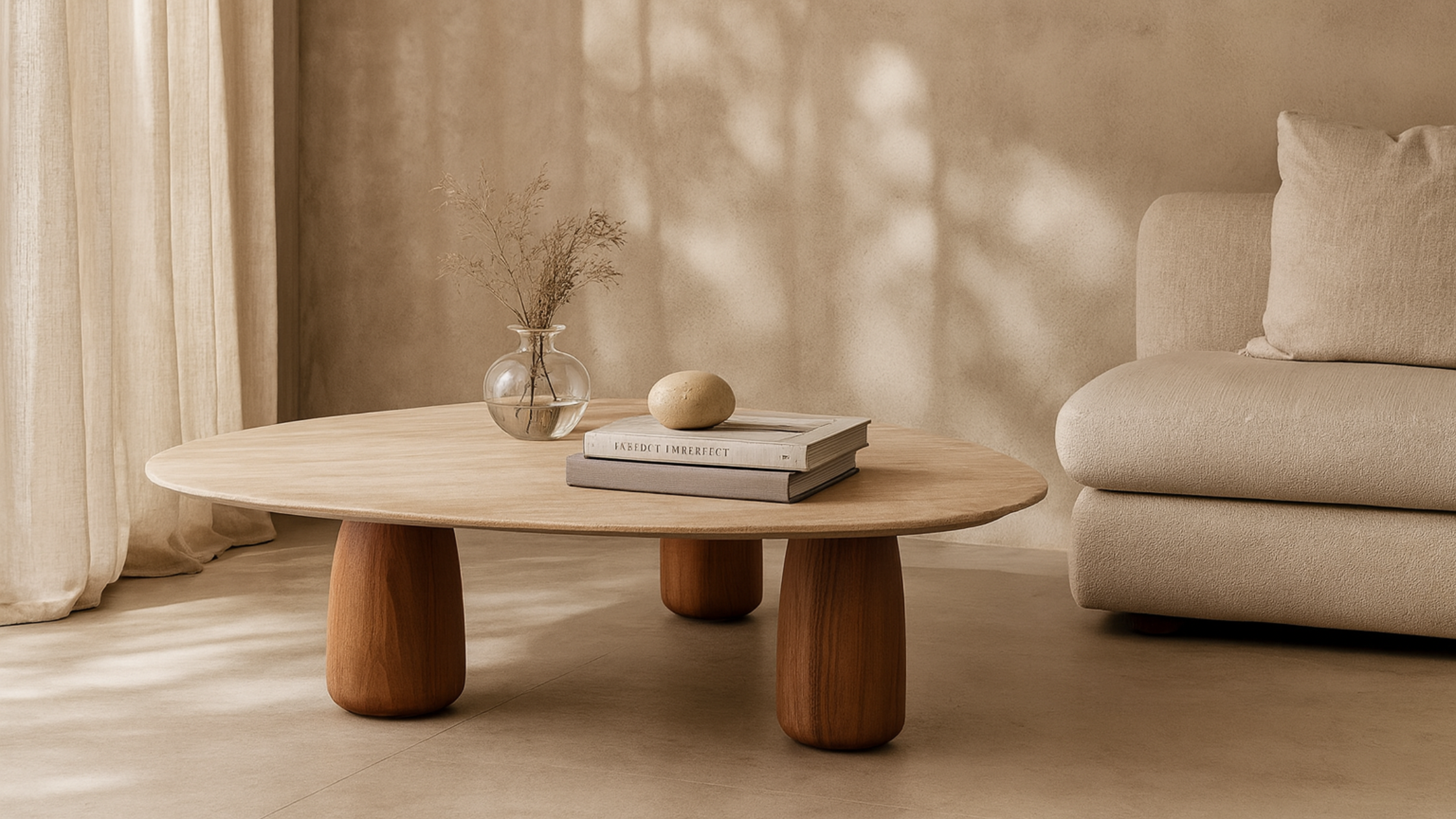 Basilca Coffee Table - Walnut Travertine