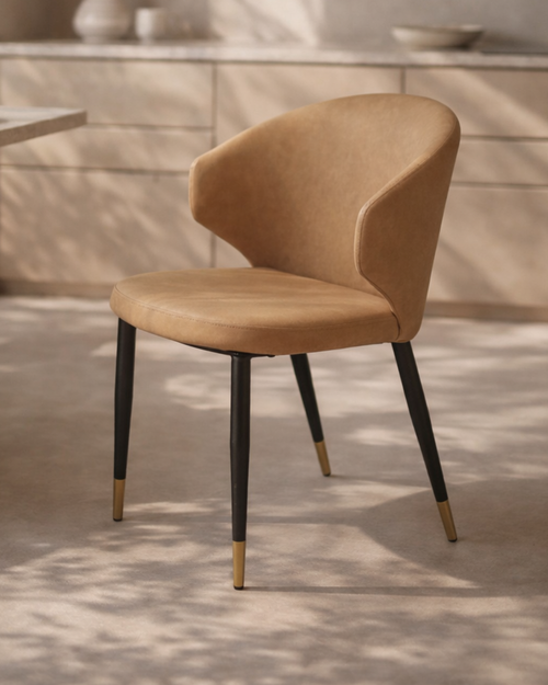 Tommy Franks Bellroy dining chair in vintage Eco Pelle honey