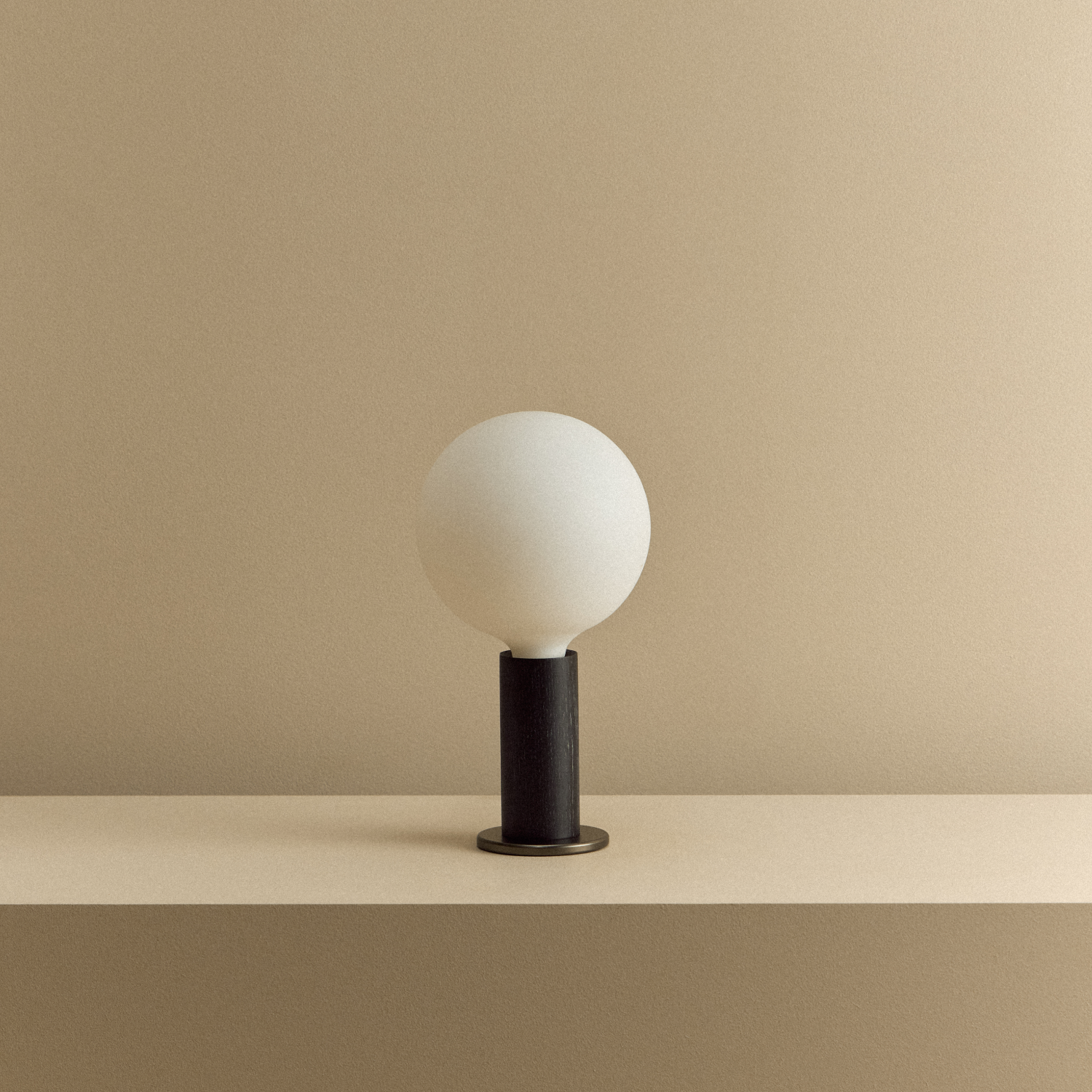 Tala Knuckle Table Lamp in Blackened Oak + Sphere IV shown unlit