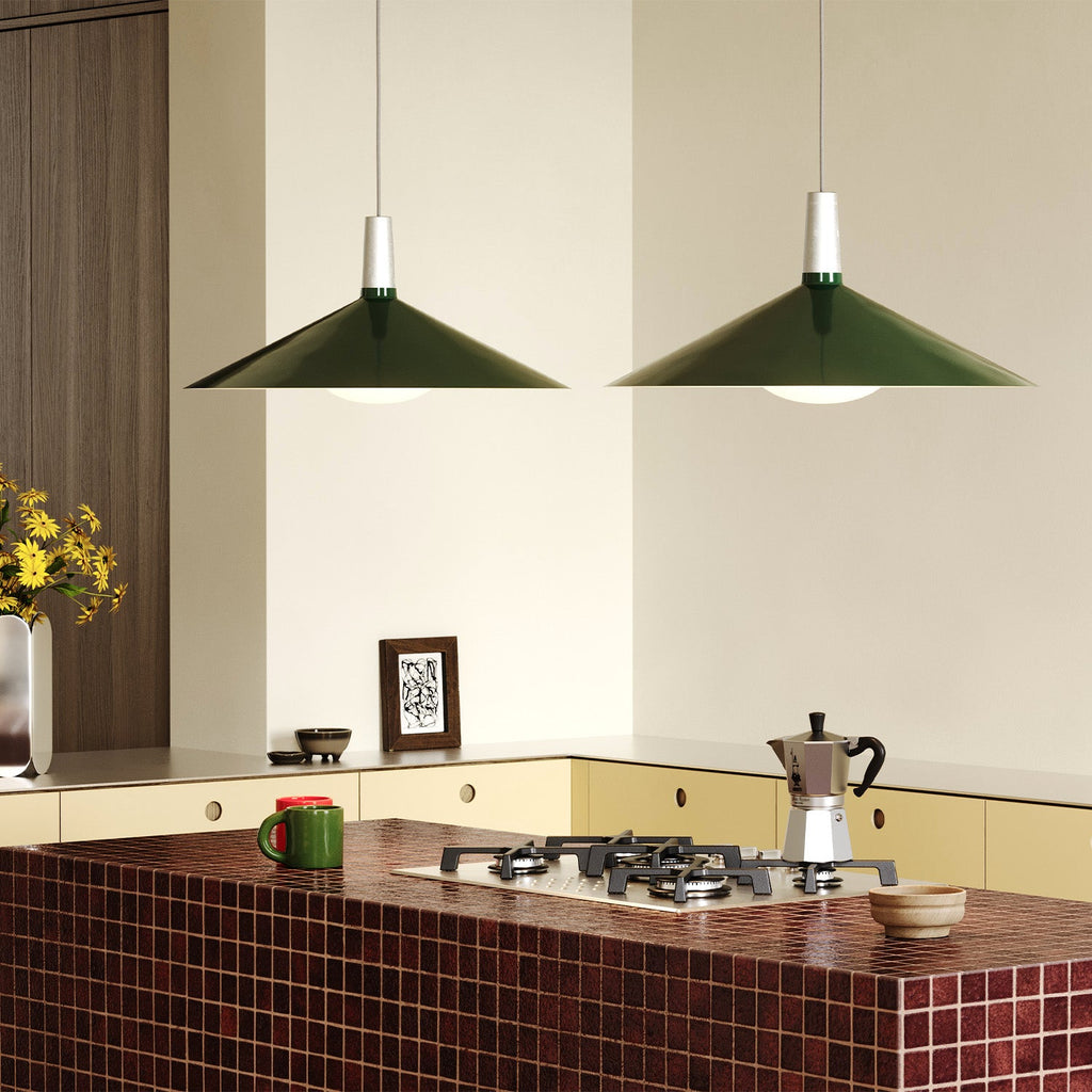 Tala Bower Pendant Light Large in Dark Green in a styled interior setting