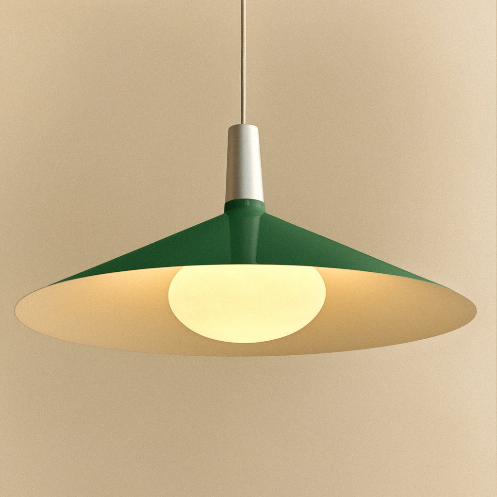 Tala Bower Pendant Light Large in Dark Green + Oval II close-up detail of the finish