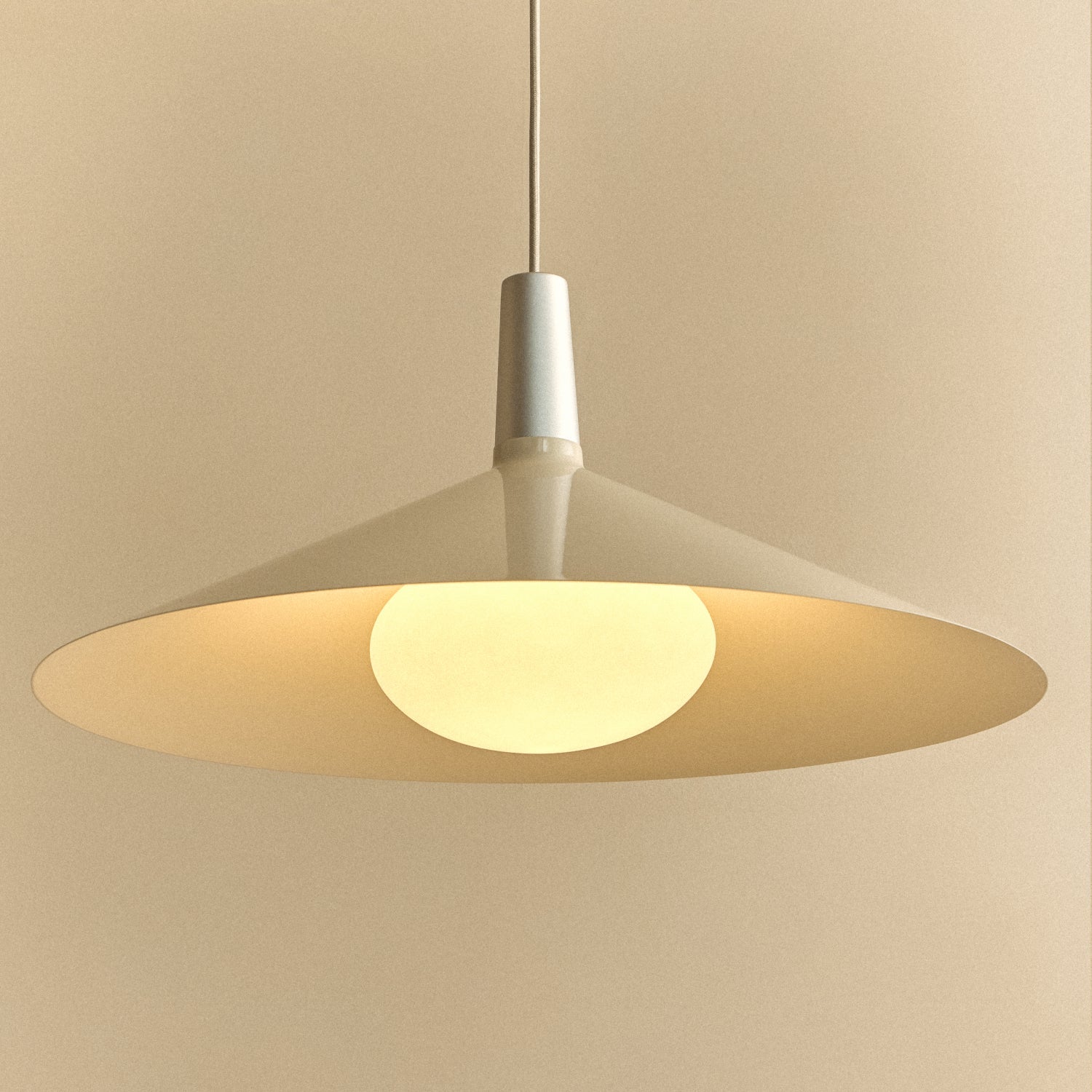 Tala Bower Pendant Light Large in Oyster White + Oval II close-up detail of the finish