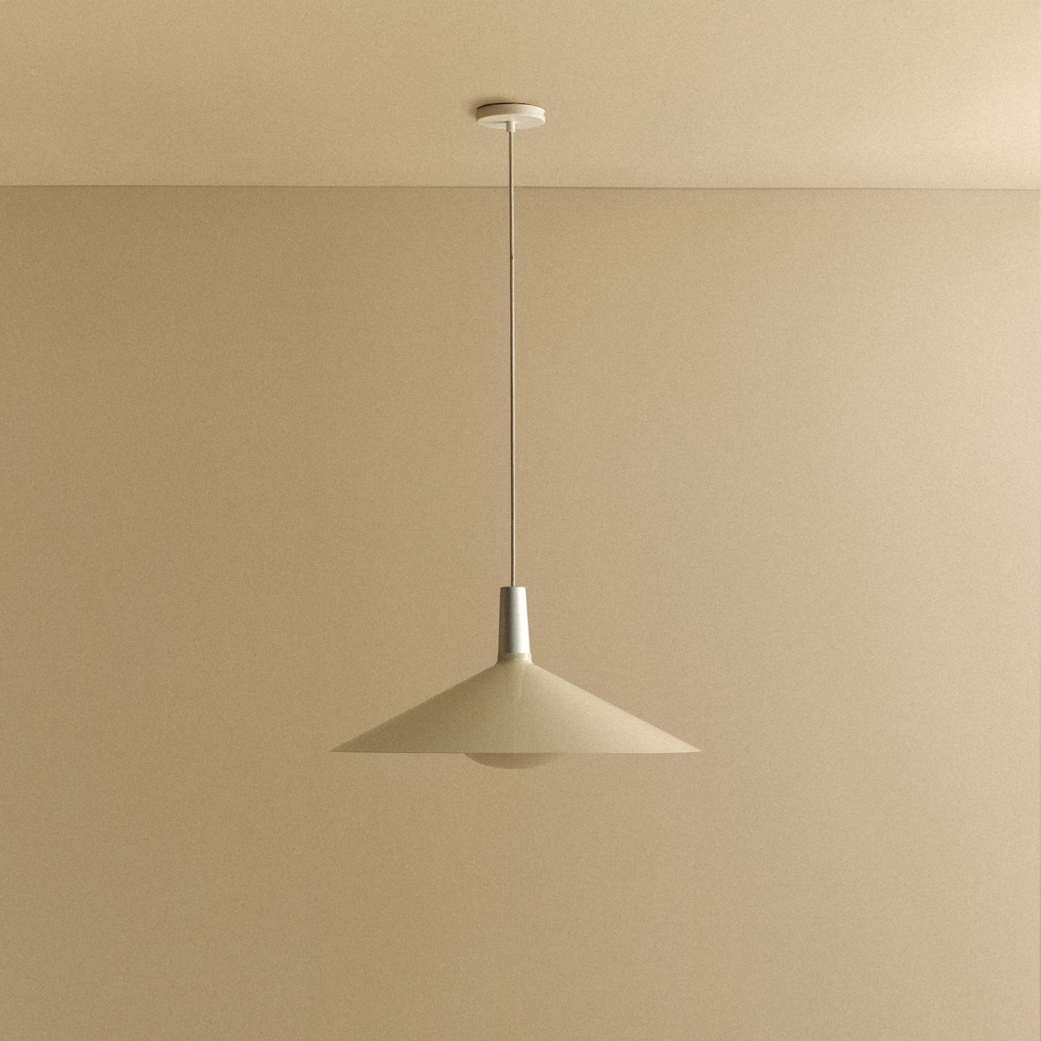 Tala Bower Pendant Light Large in Oyster White + Oval II shown unlit