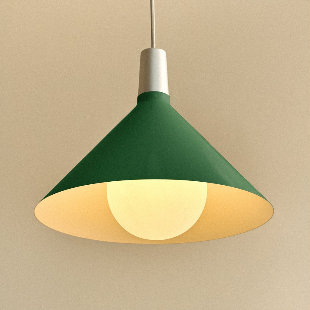 Tala Bower Pendant Light Medium in Dark Green + Sphere IV close-up detail of the finish