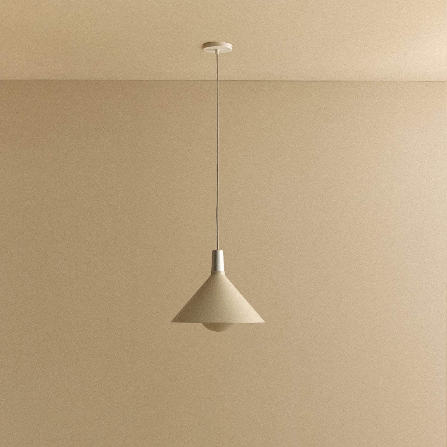 Tala Bower Pendant Light Medium in Oyster White + Sphere IV shown unlit
