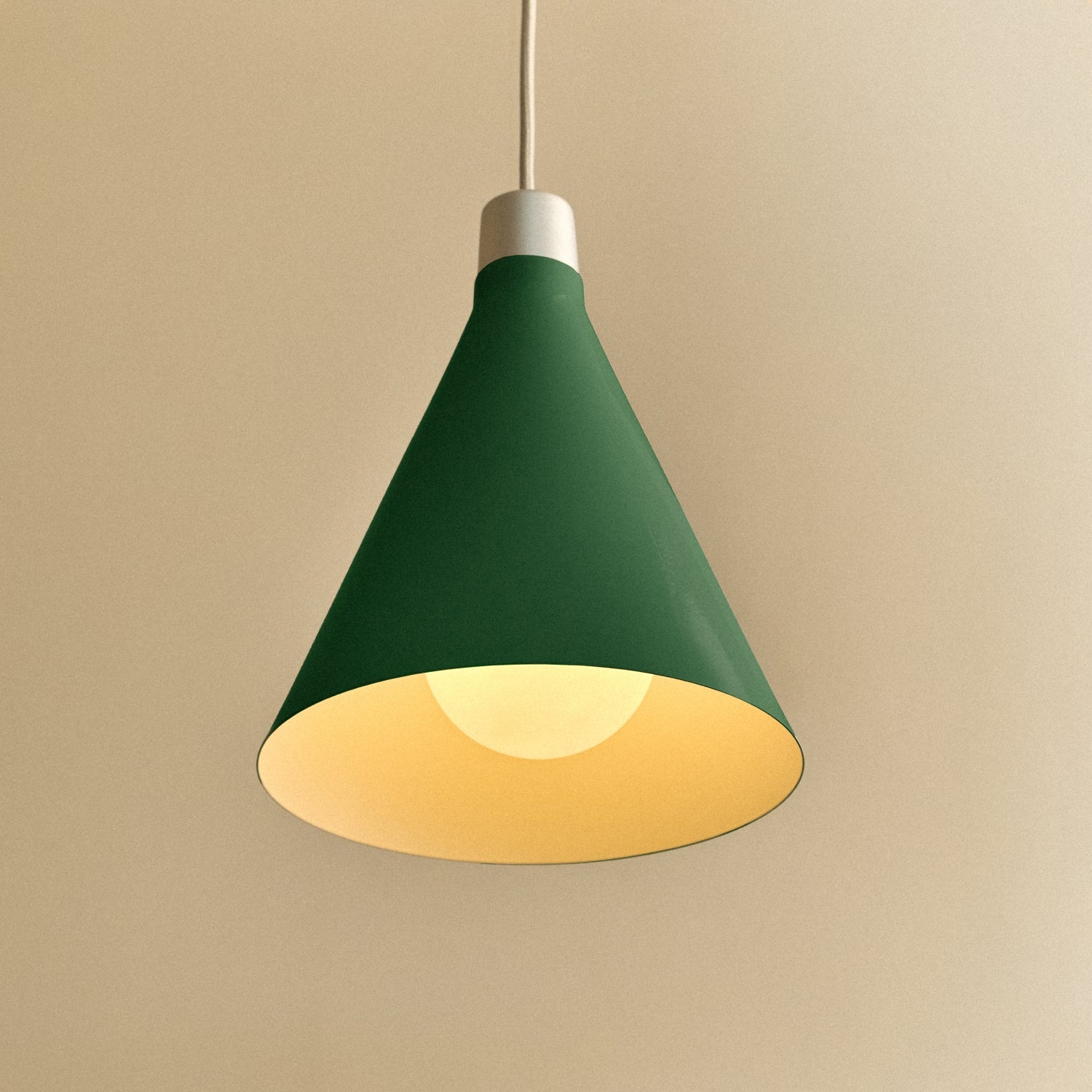 Tala Bower Pendant Light Small in Dark Green + Sphere III close-up detail of the finish