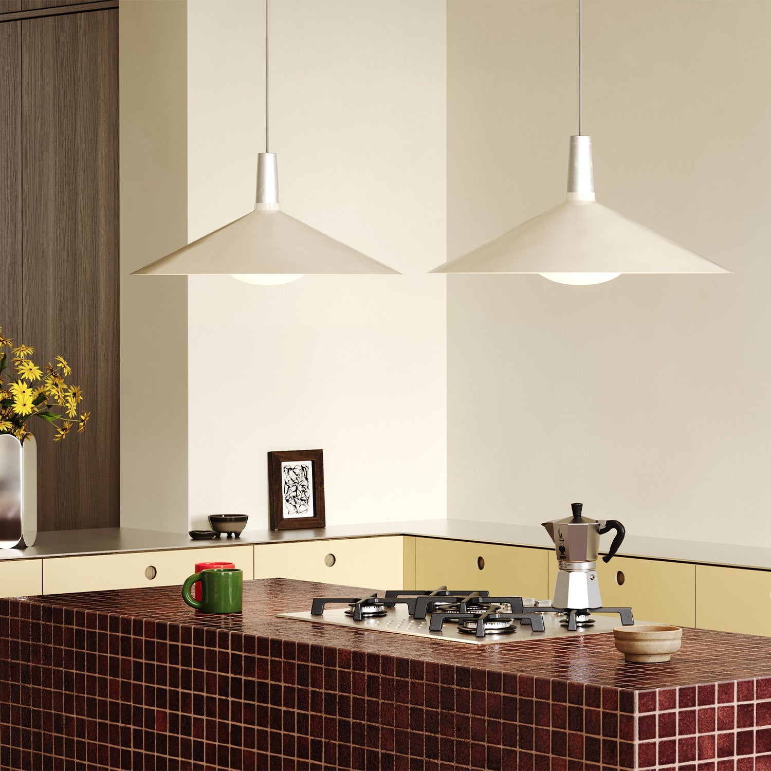 Tala Bower Pendant Light Large in Oyster White in a styled interior setting