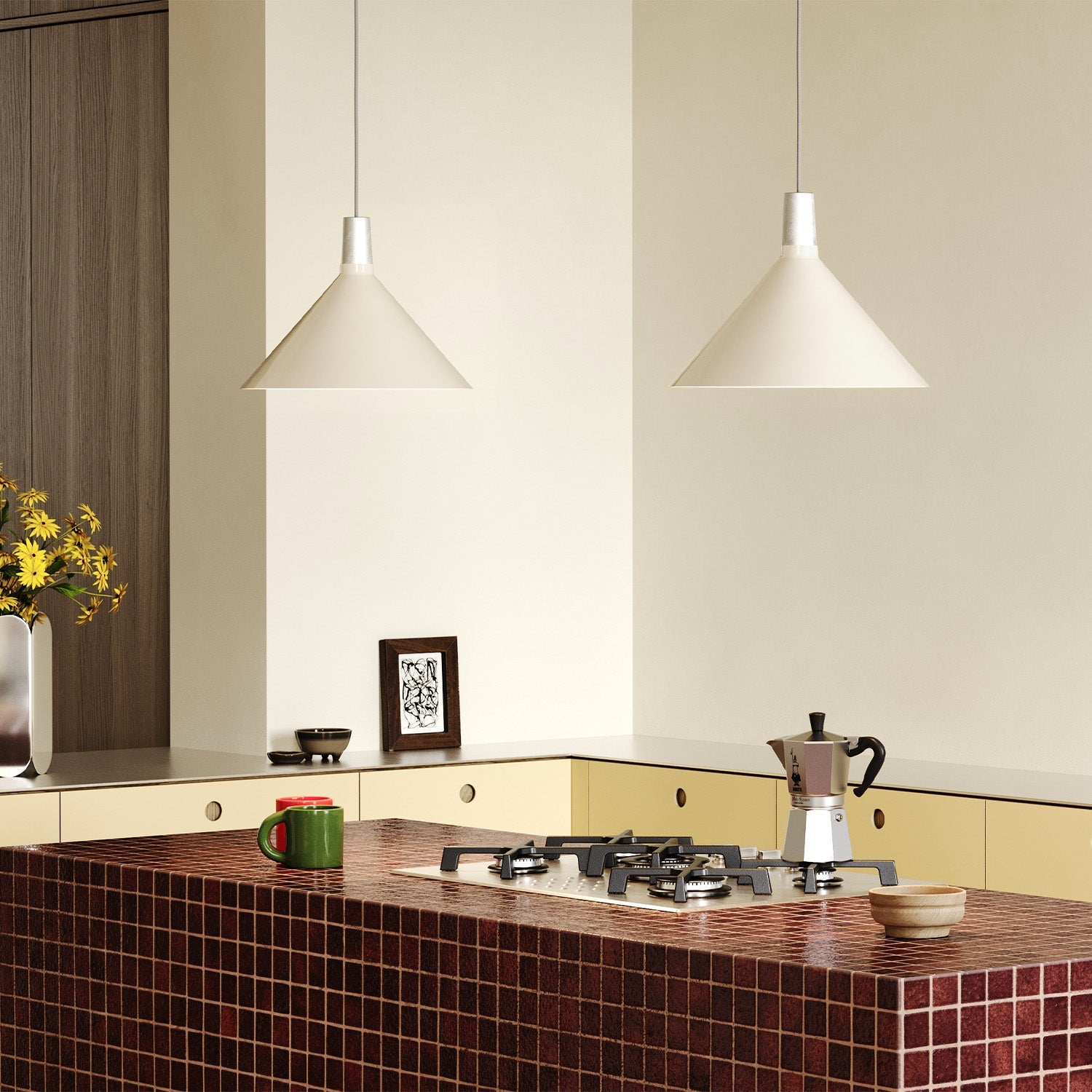 Tala Bower Pendant Light Medium in Oyster White in a styled interior setting
