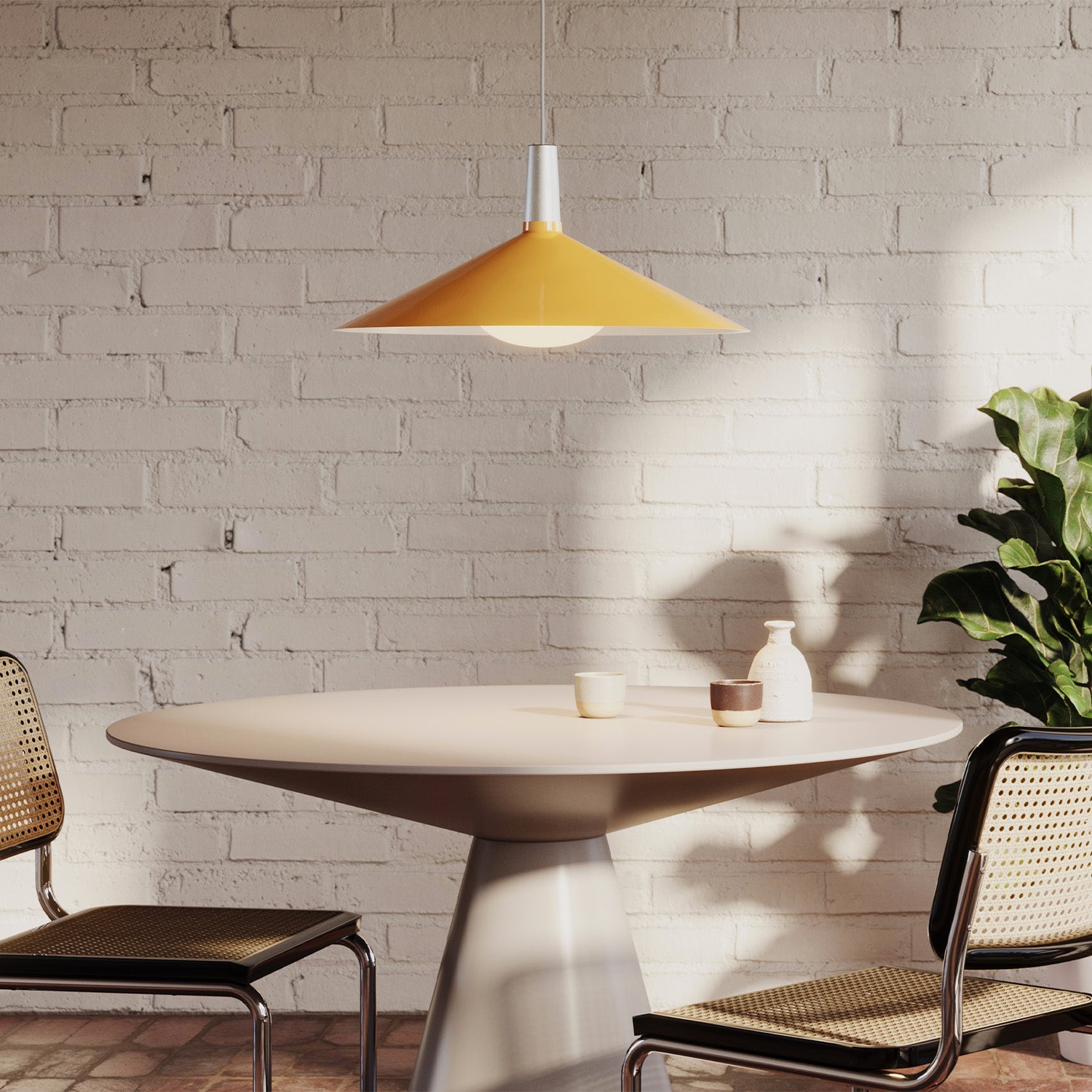 Tala Bower Pendant Light Large in Yellow in a styled interior setting (view 2)