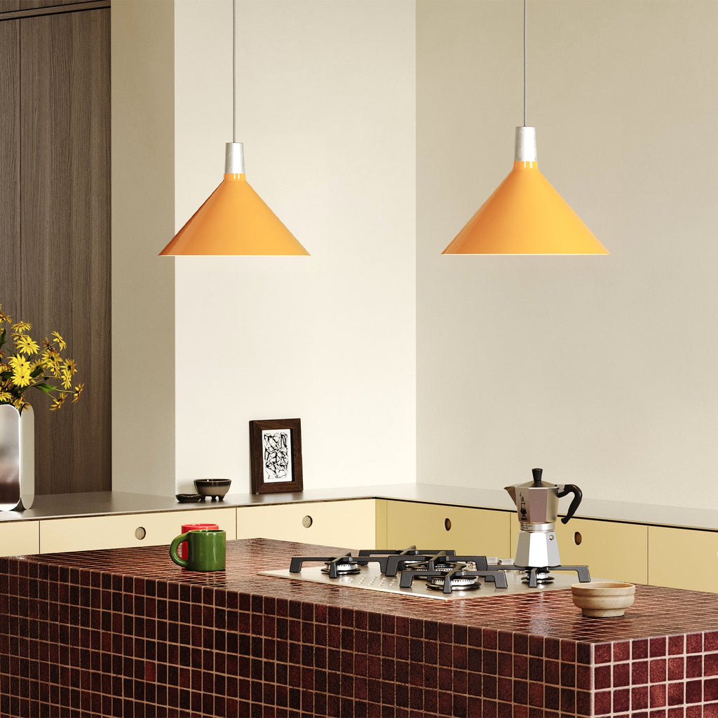 Tala Bower Pendant Light Medium in Yellow + Sphere IV in a styled interior setting (view 2)