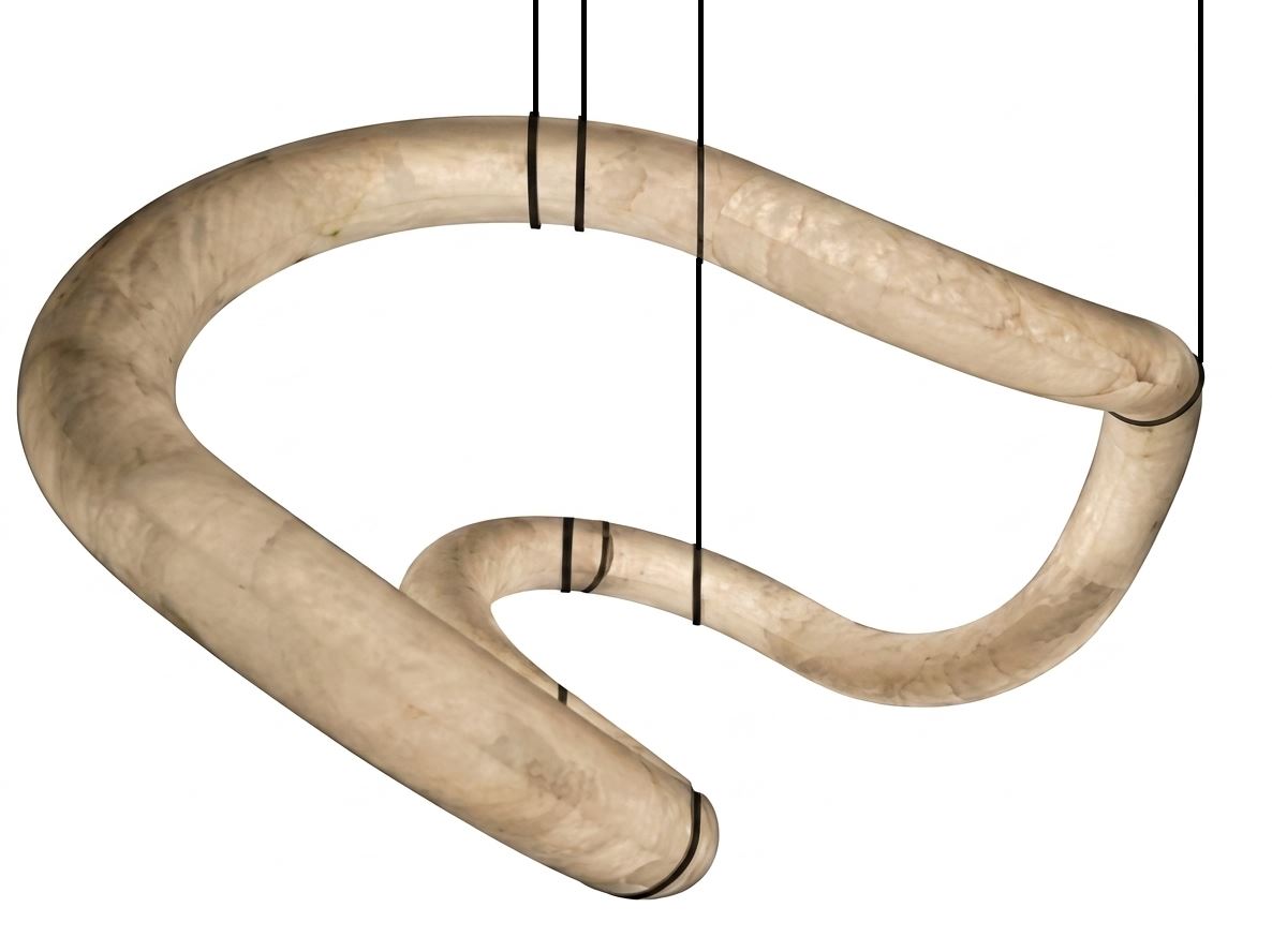 Araco Lumière Frozen Kairo statement natural alabaster LED pendant light, 105cm wide