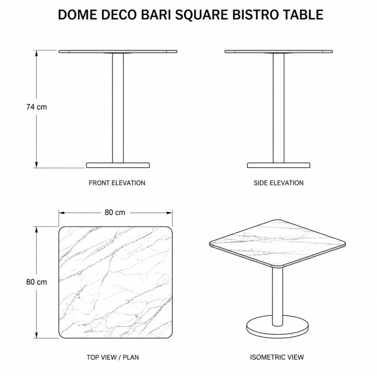 Dome Deco BARI SQUARE Bistro Table