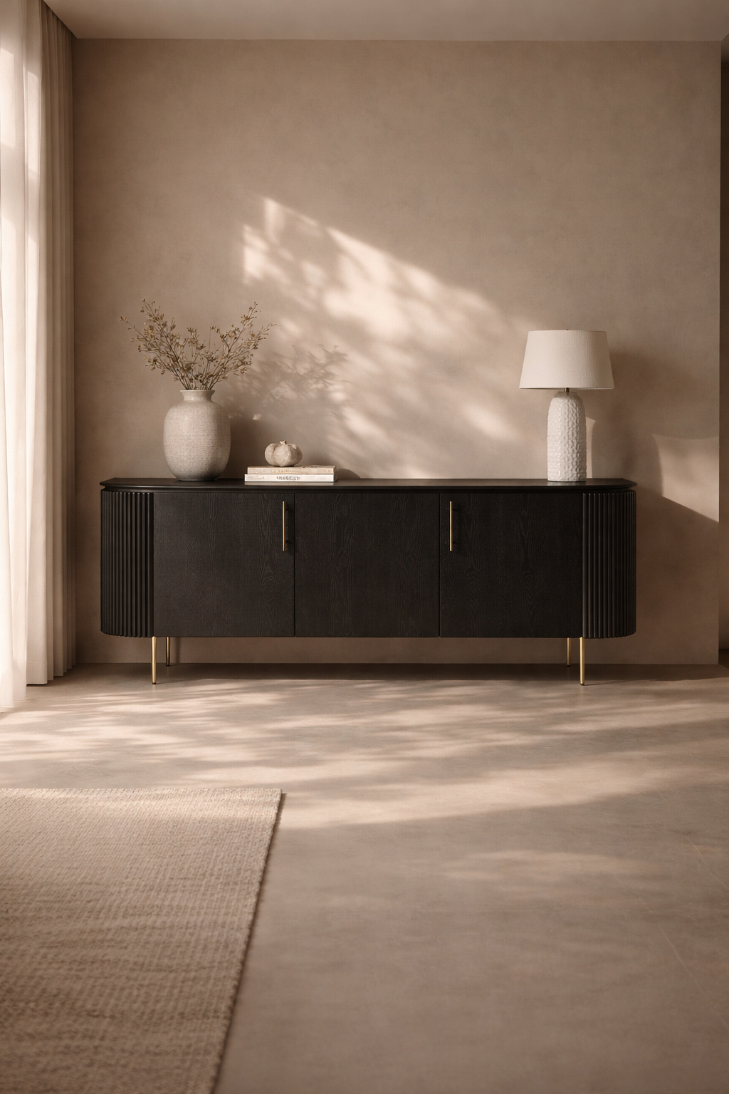 Tommy Franks Lantine buffet sideboard in black oak and brass