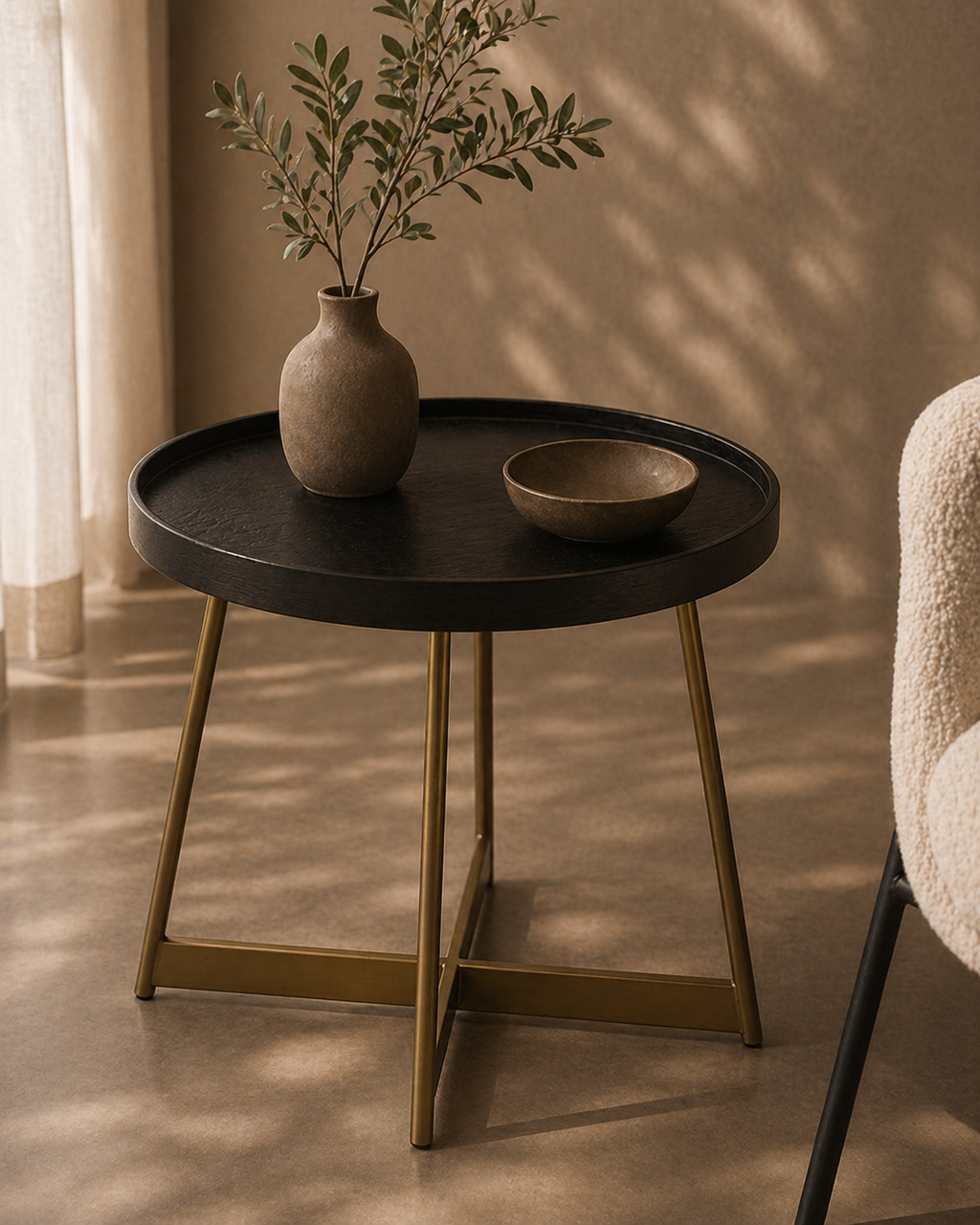 Tommy Franks Lane side table in smoke oak and gold