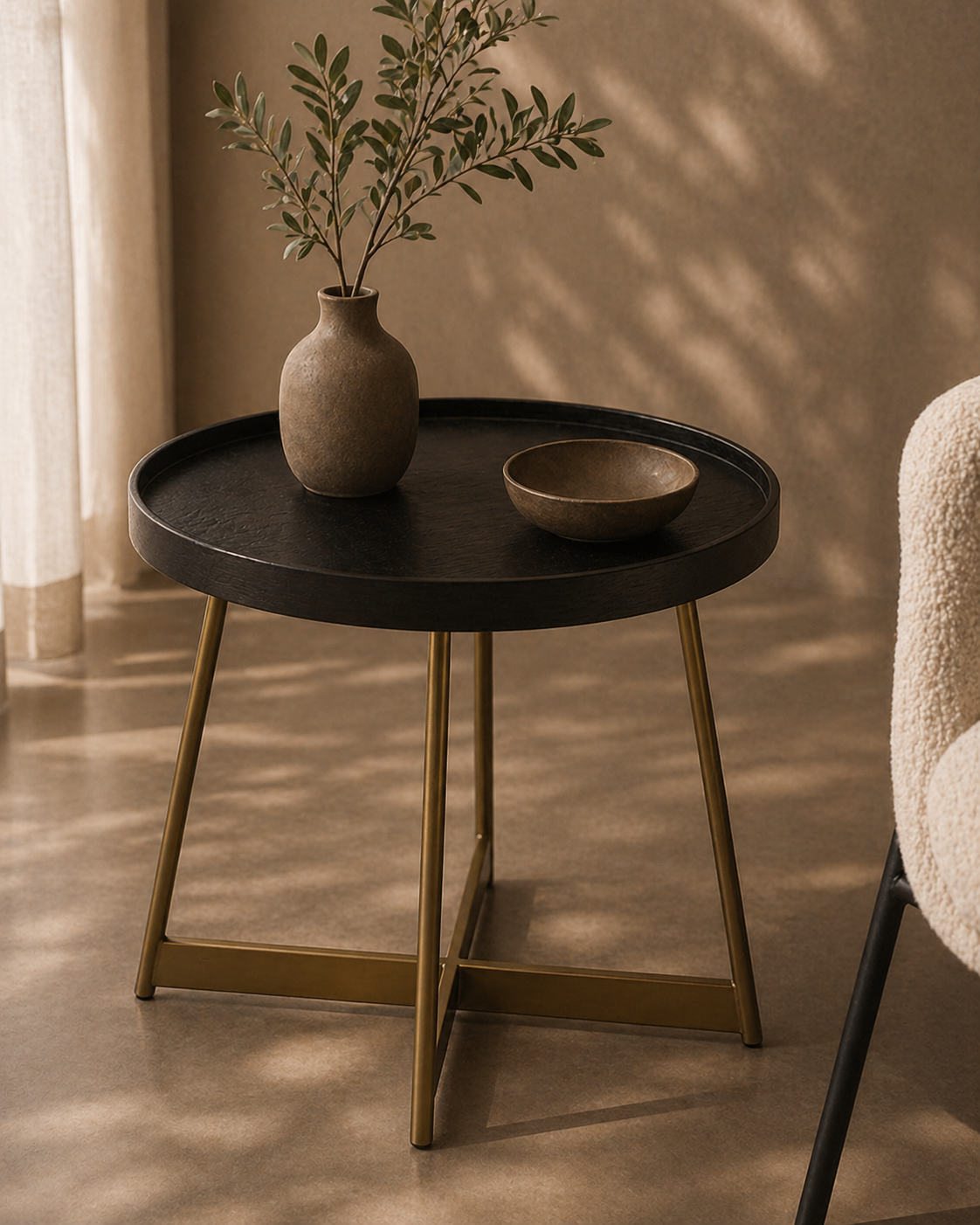 Tommy Franks Lane side table in smoke oak and gold