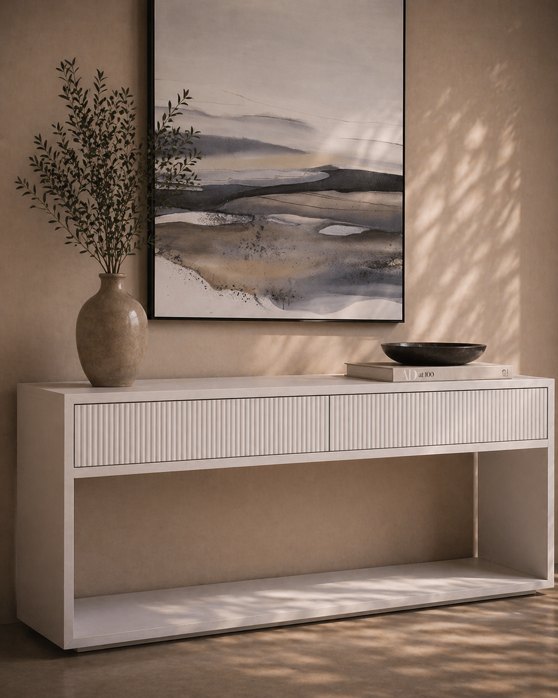 Tommy Franks Costine white console table, alternate view