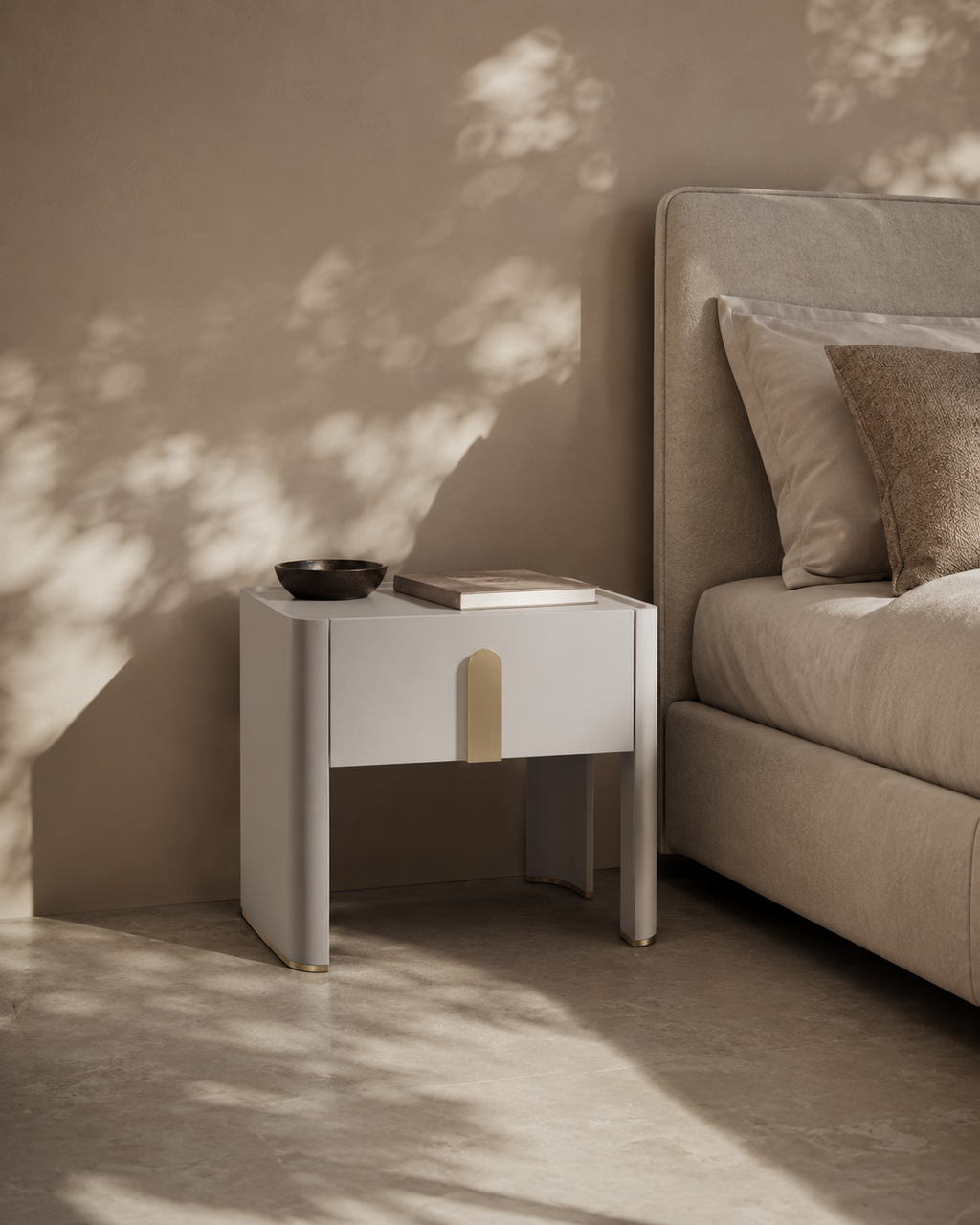 Polaris Bedside Table - Matte Beige