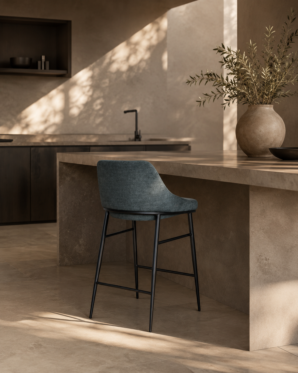 Tommy Franks Vai bar stool in Bella Velour Pacific