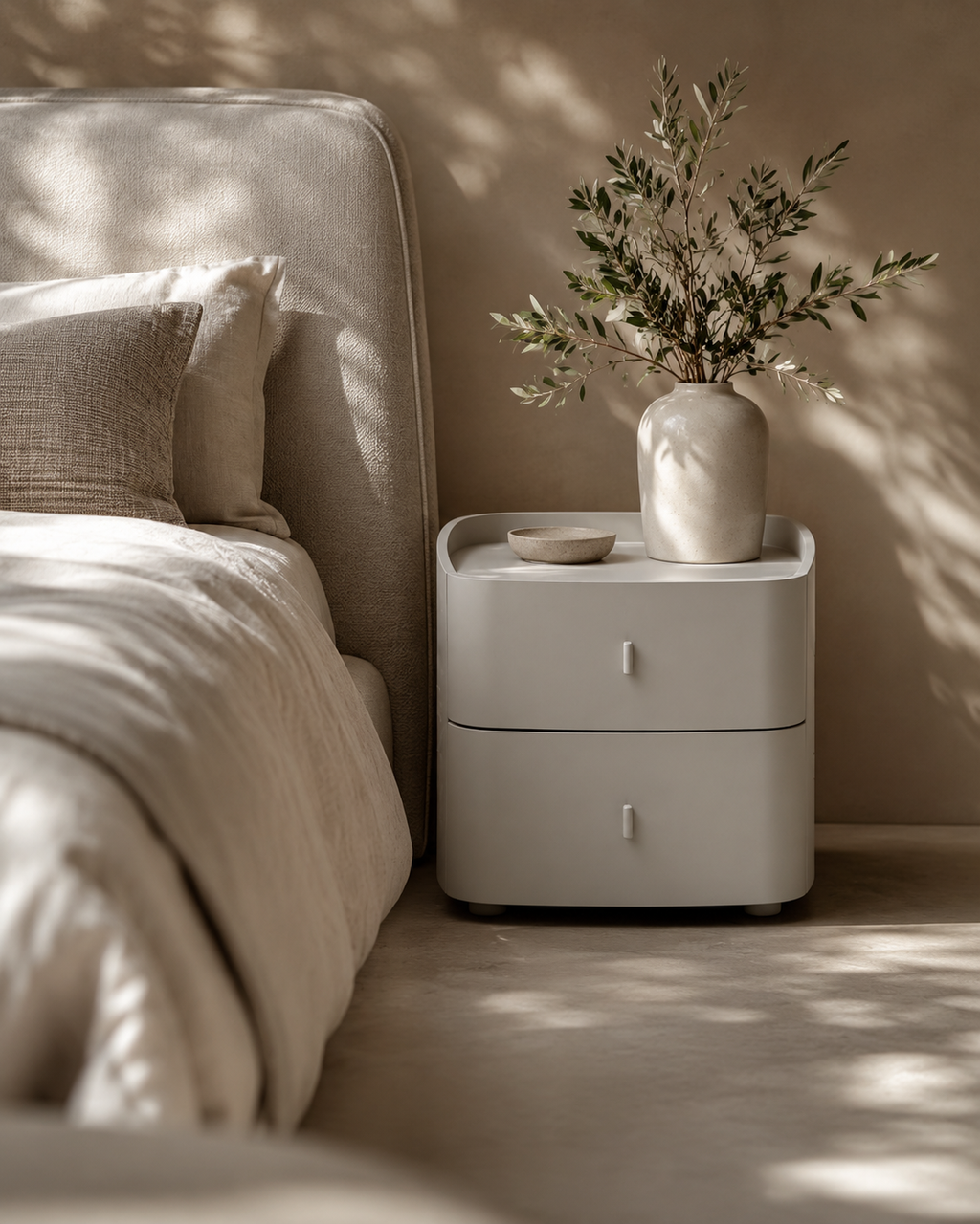 Tommy Franks Vertu bedside table in matte beige