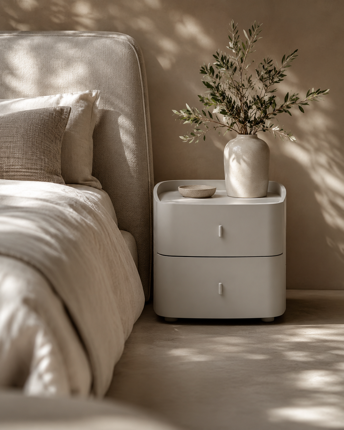 Tommy Franks Vertu bedside table in matte beige