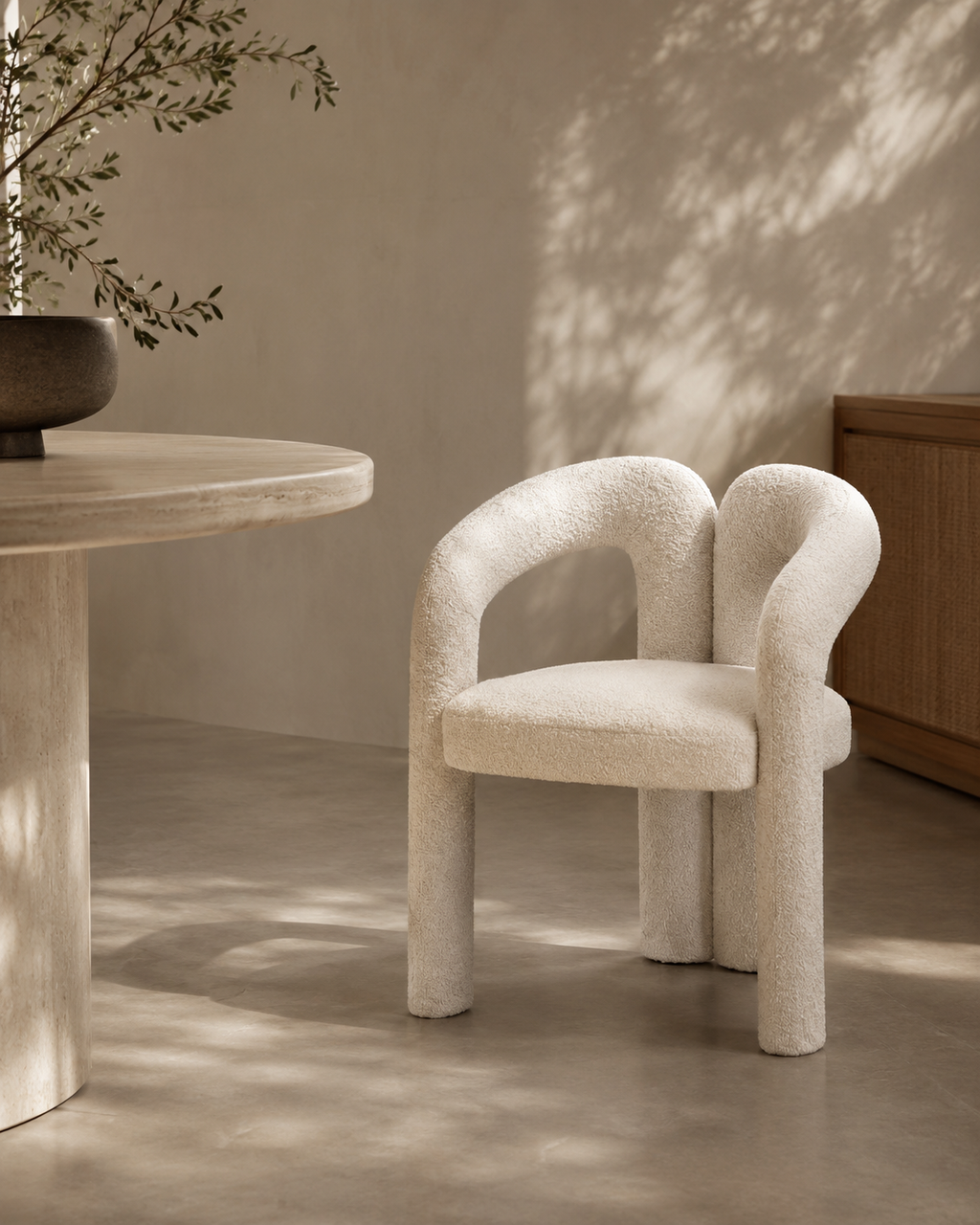 Tommy Franks Mavis dining chair in Chex Polar bouclé