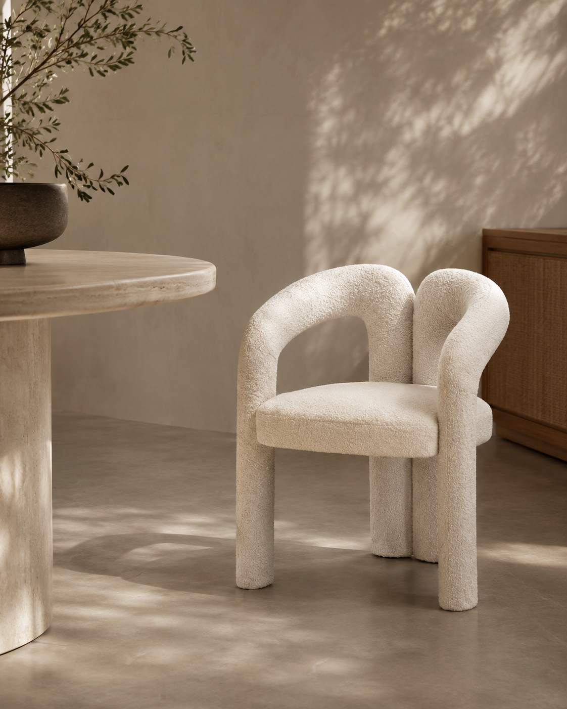 Tommy Franks Mavis dining chair in Chex Polar bouclé