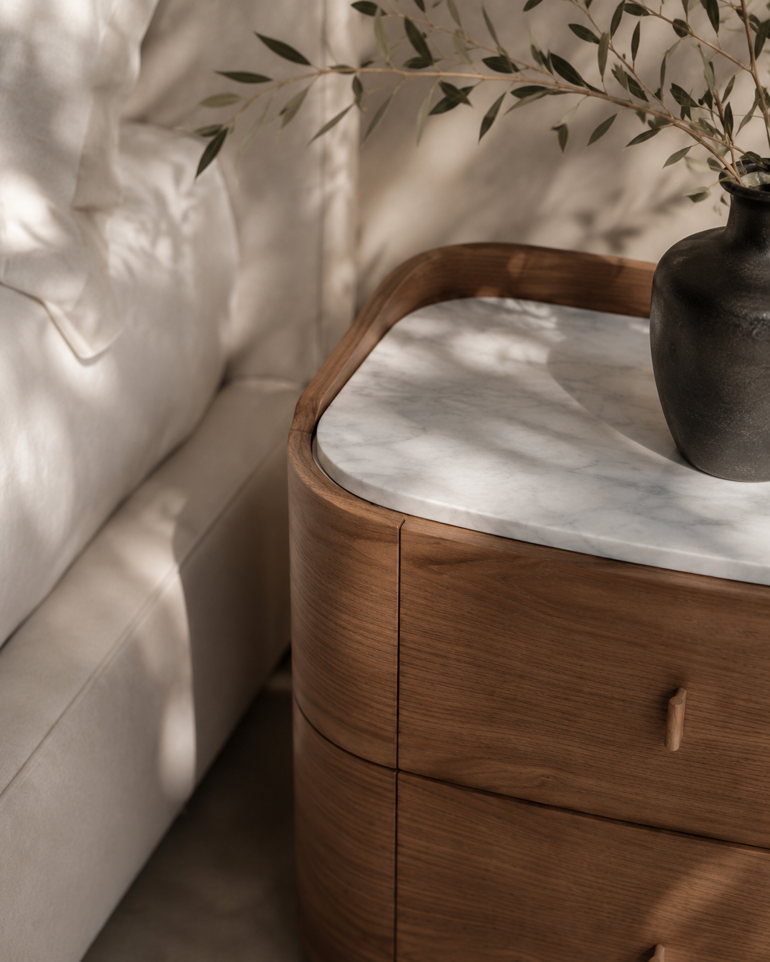 Tommy Franks Vertu walnut bedside table, alternate view