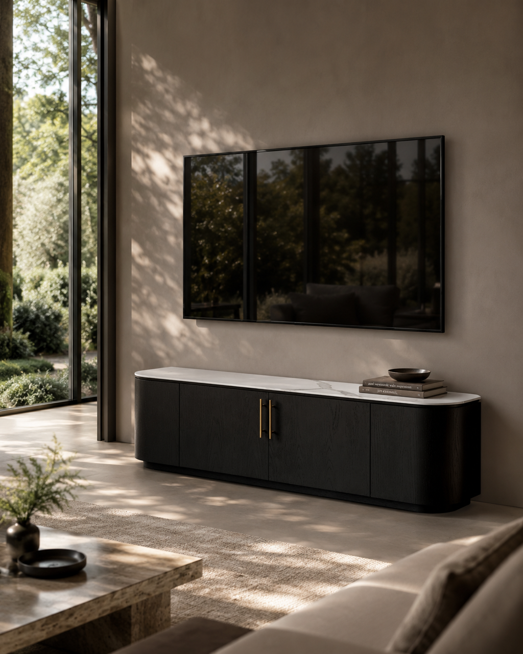 Tommy Franks Oakura black TV unit, alternate view