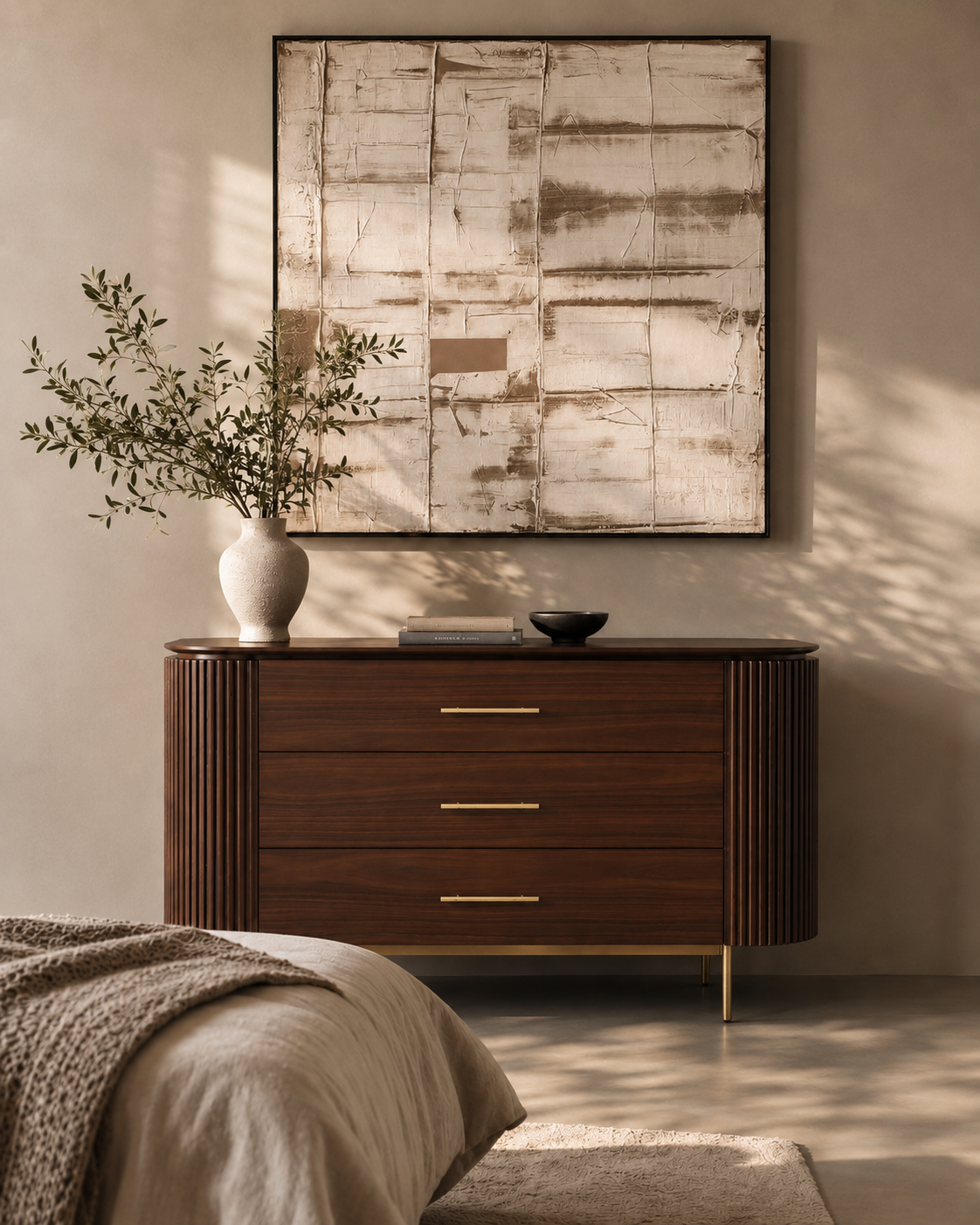 Tommy Franks Lantine three drawer dresser in dark walnut