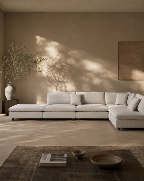 Tommy Franks Blanco five piece modular sofa in Avery Velour Cream