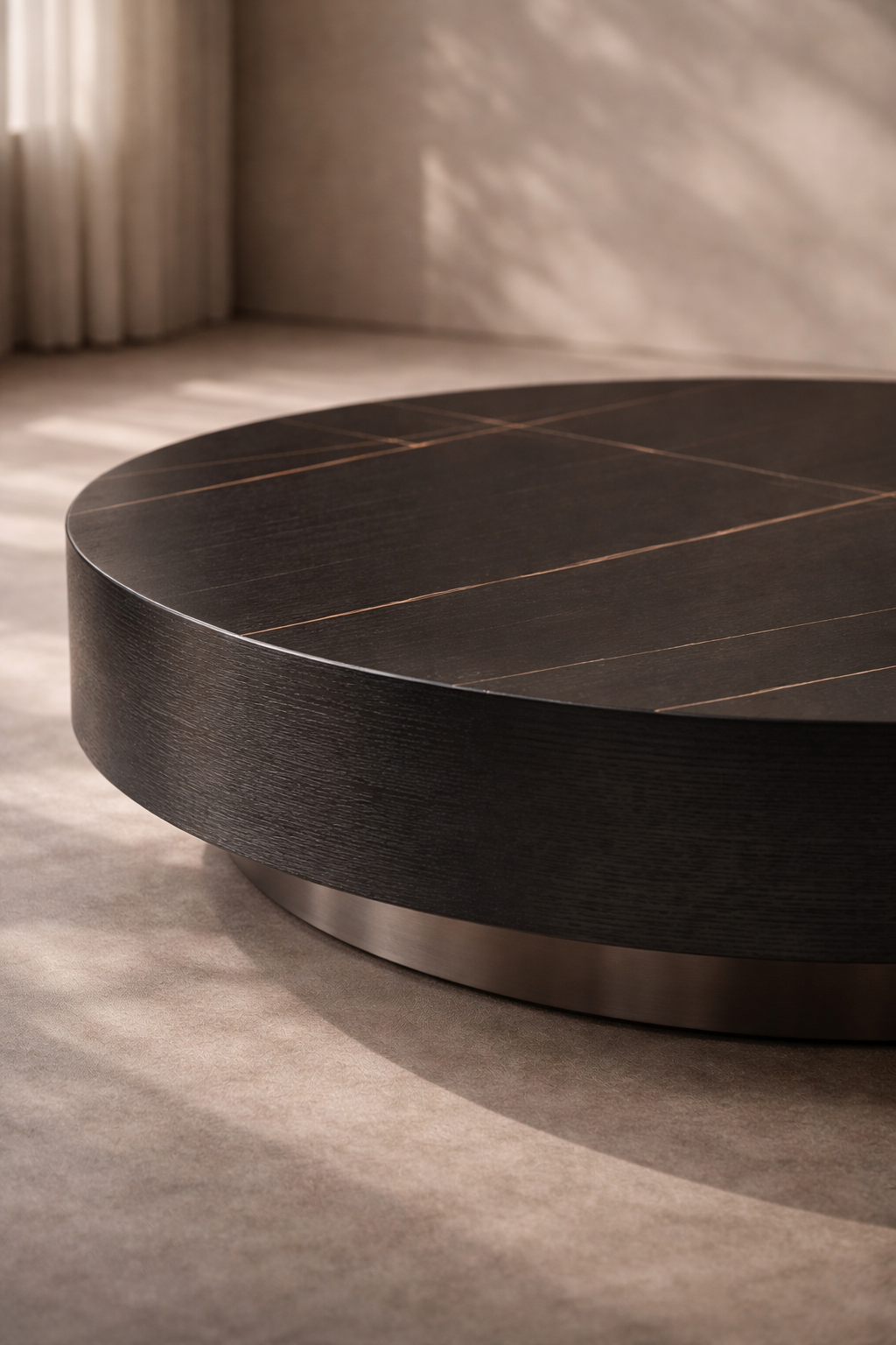 Tommy Franks Coin black ceramic marble coffee table, alternate view