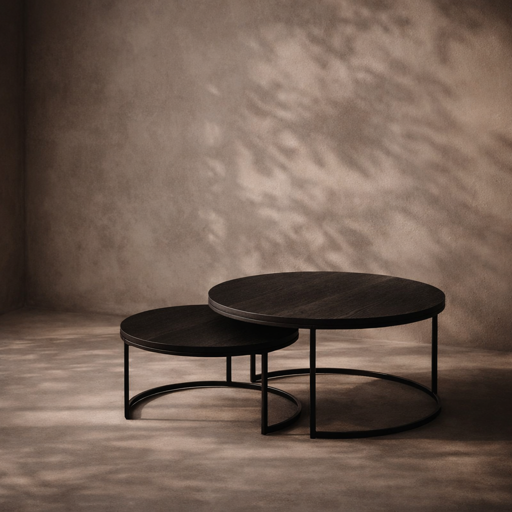 Tommy Franks Wheel small coffee table in black oak