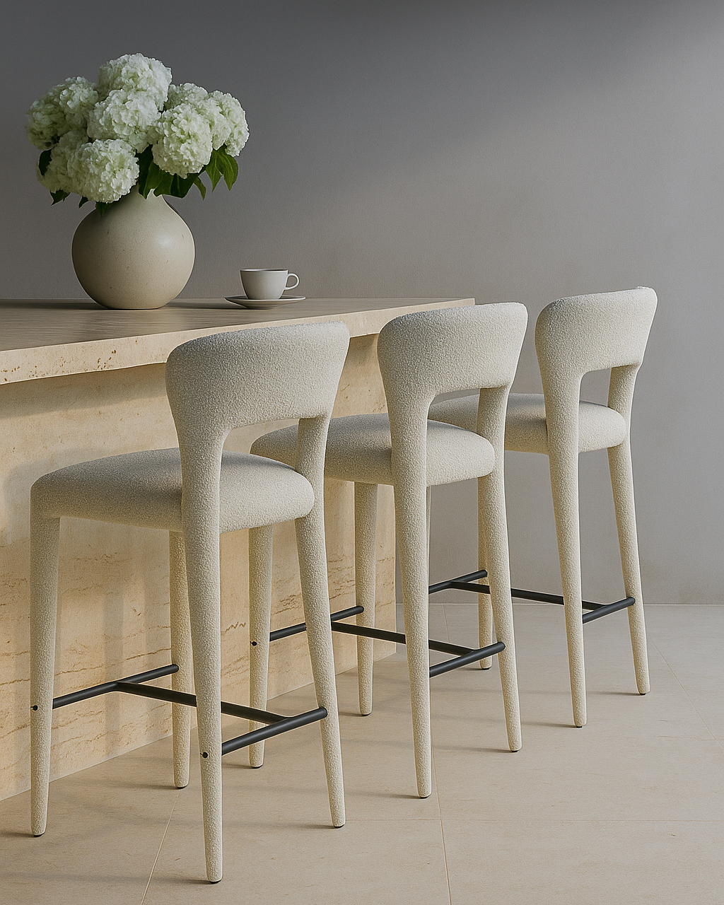 Tommy Franks Pari I bar stool in Chex Polar bouclé