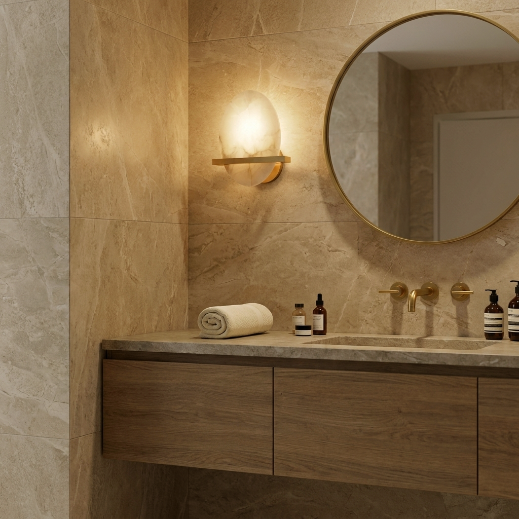 Araco Lumière Frozen Ciel natural alabaster wall light, alternate view