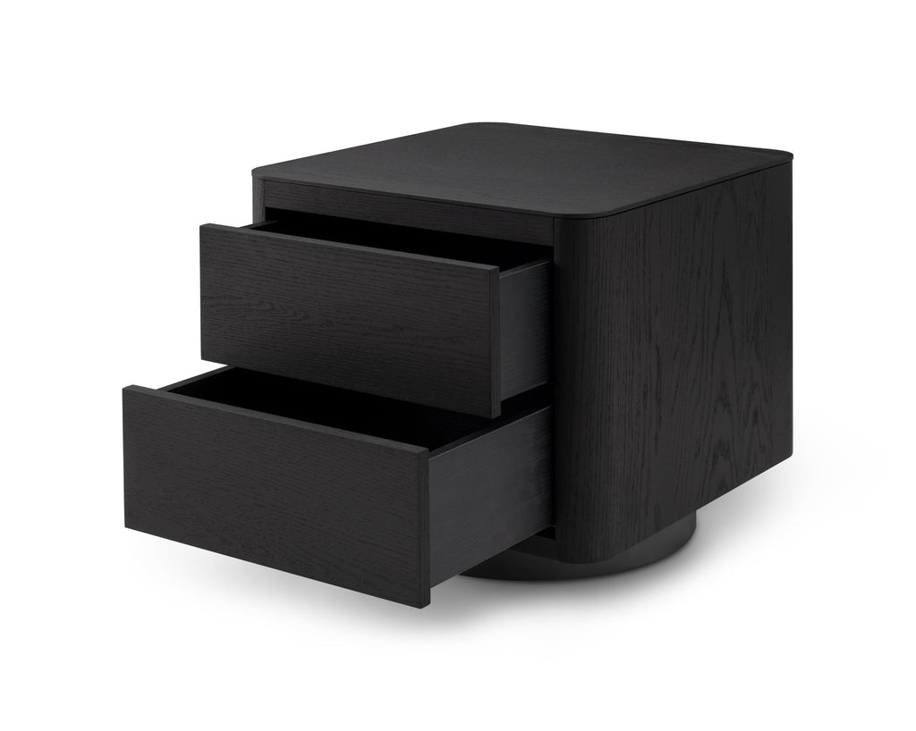 Coin Bedside Table - Smoke Oak
