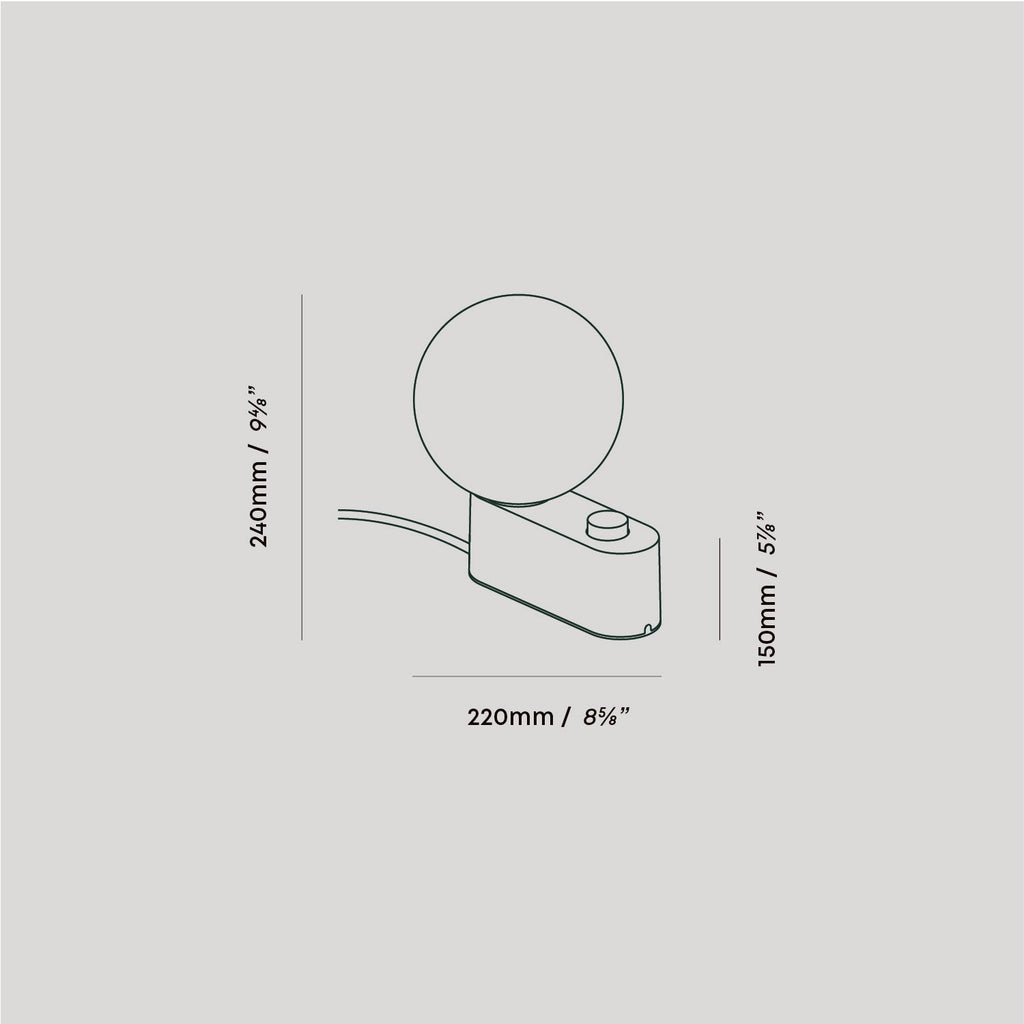 Tala Alumina Multi-Use Lamp in Chalk dimensions diagram