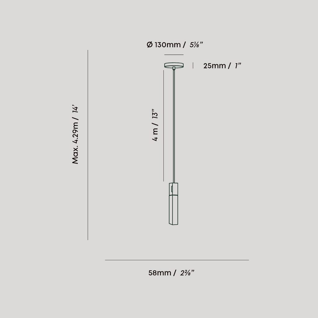 Tala Basalt Single Pendant in Brass dimensions diagram