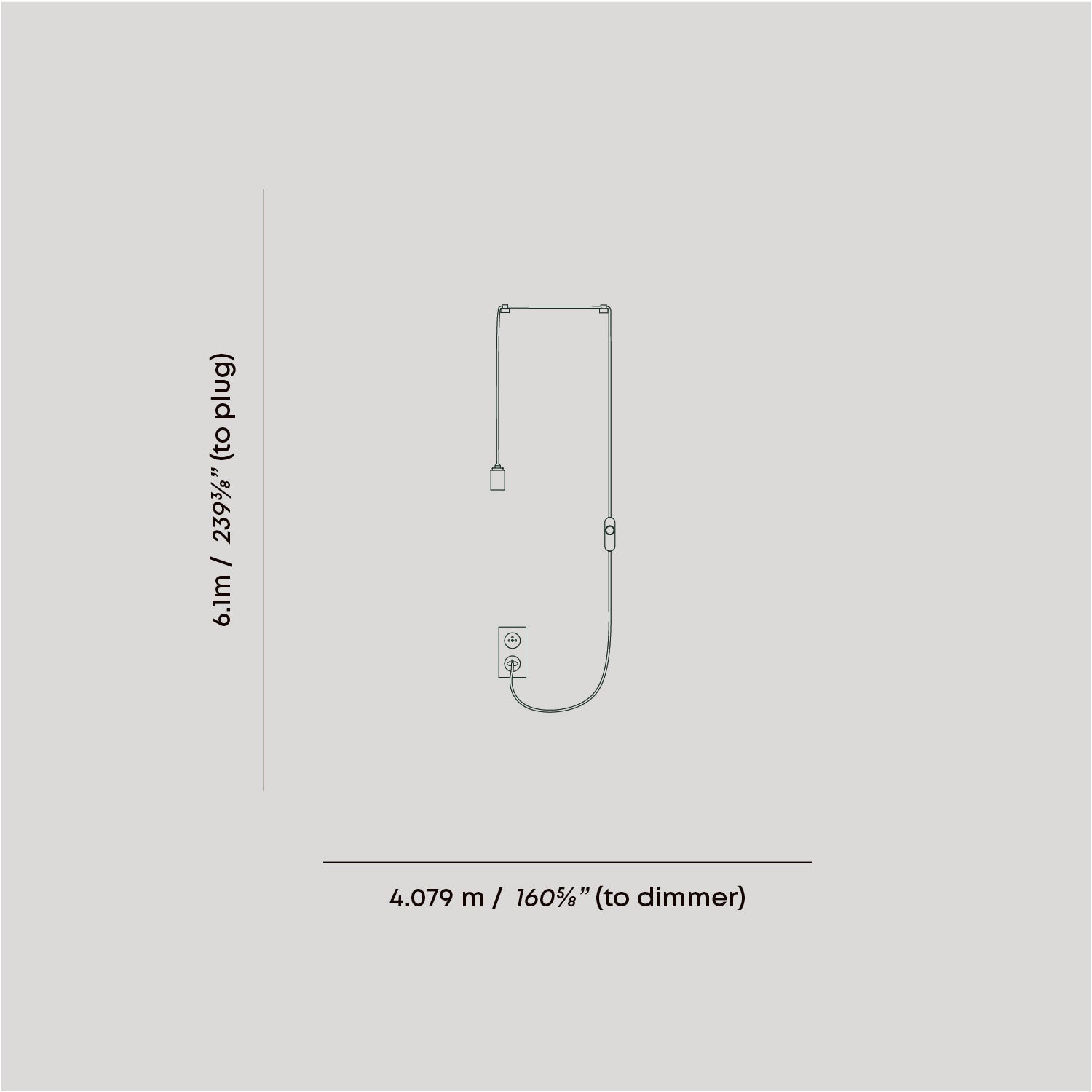 Tala Oval Plug-In Pendant in Graphite dimensions diagram (view 2)