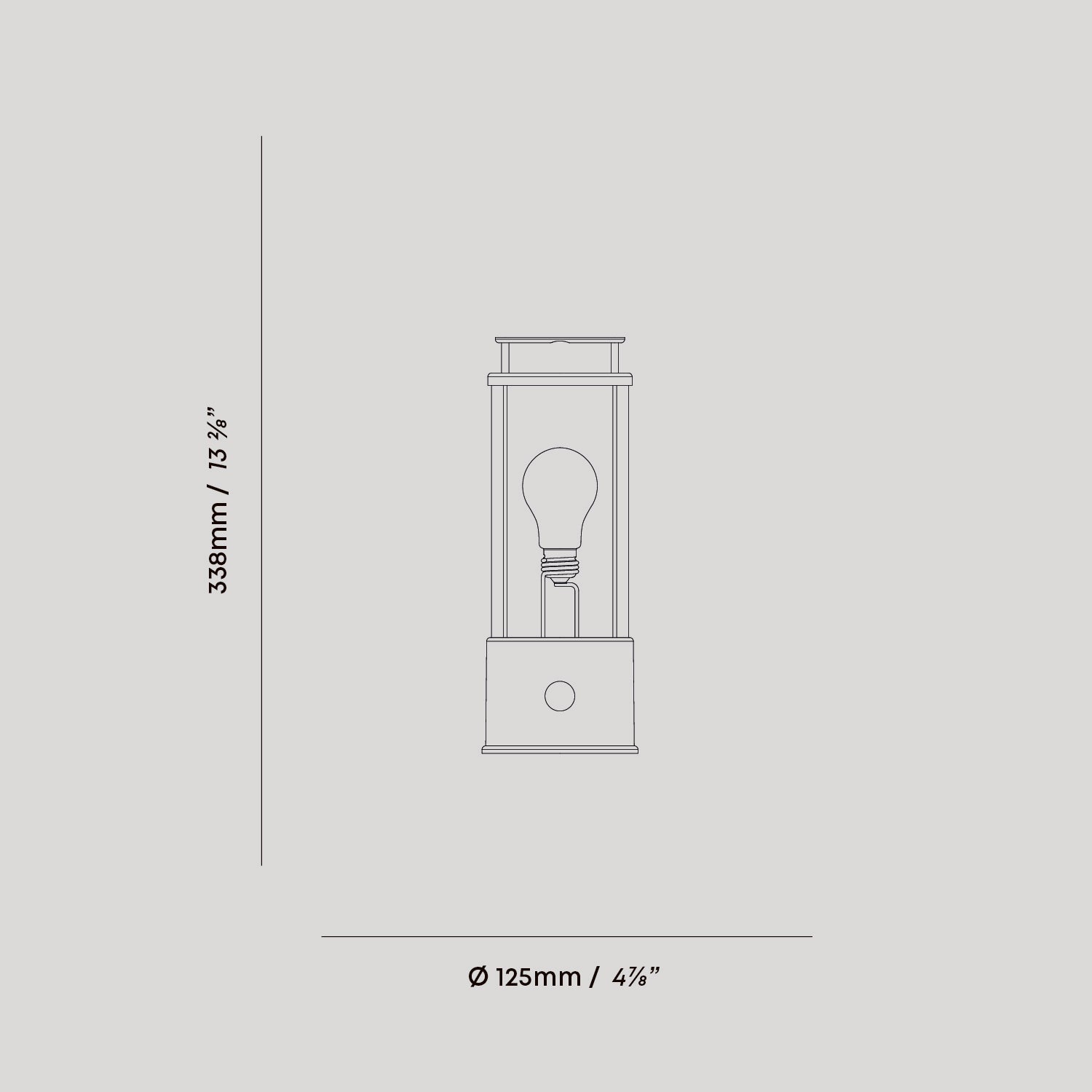 Tala The Muse Portable Lamp in Hackles Black dimensions diagram