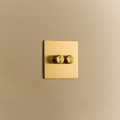 Double Rotary Wall Dimmer in Brass