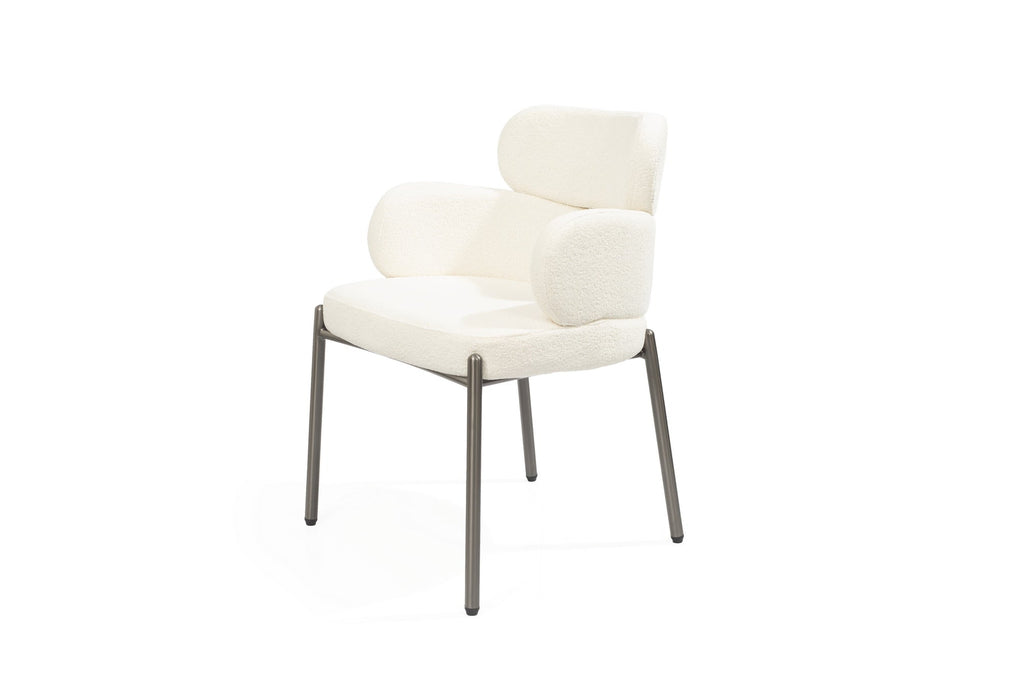 Tommy Franks Dream white bouclé dining chair, alternate view