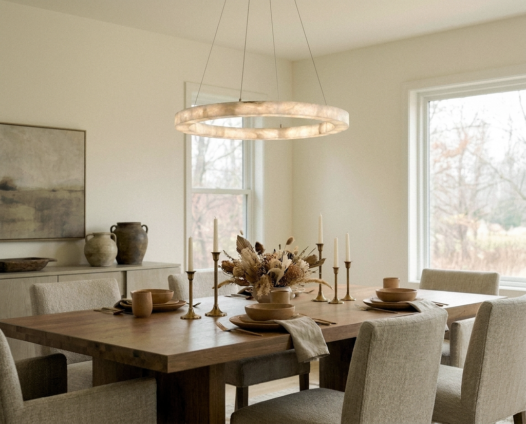 Araco Lumière Frozen Ember natural alabaster pendant light, alternate view