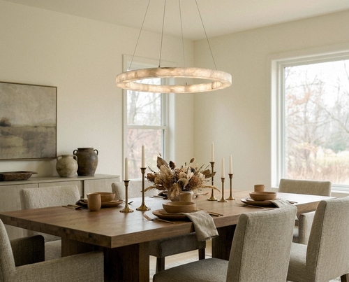 Araco Lumière Frozen Ember natural alabaster pendant light, alternate view
