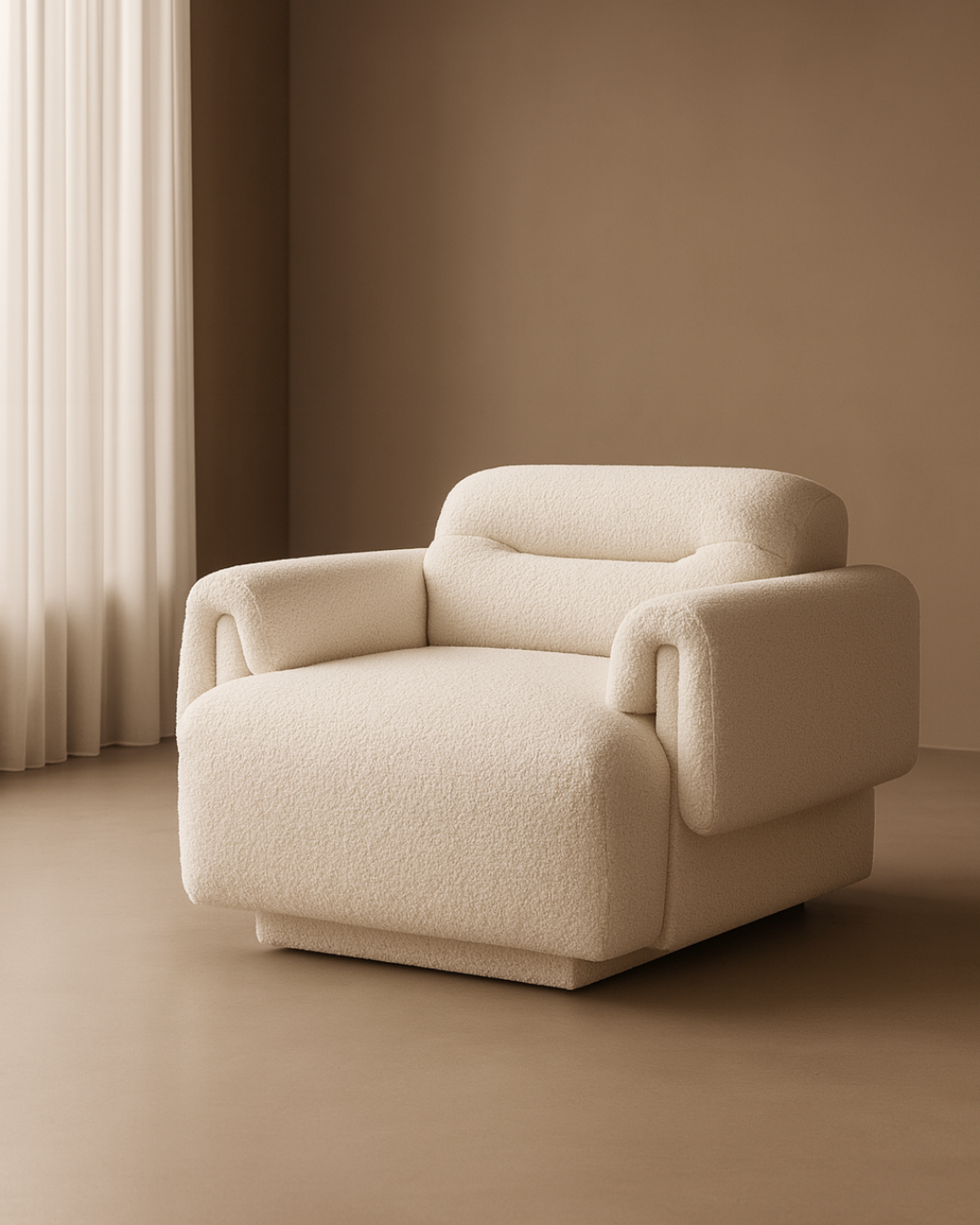 Tommy Franks Frankie one seater sofa in Chex Polar bouclé