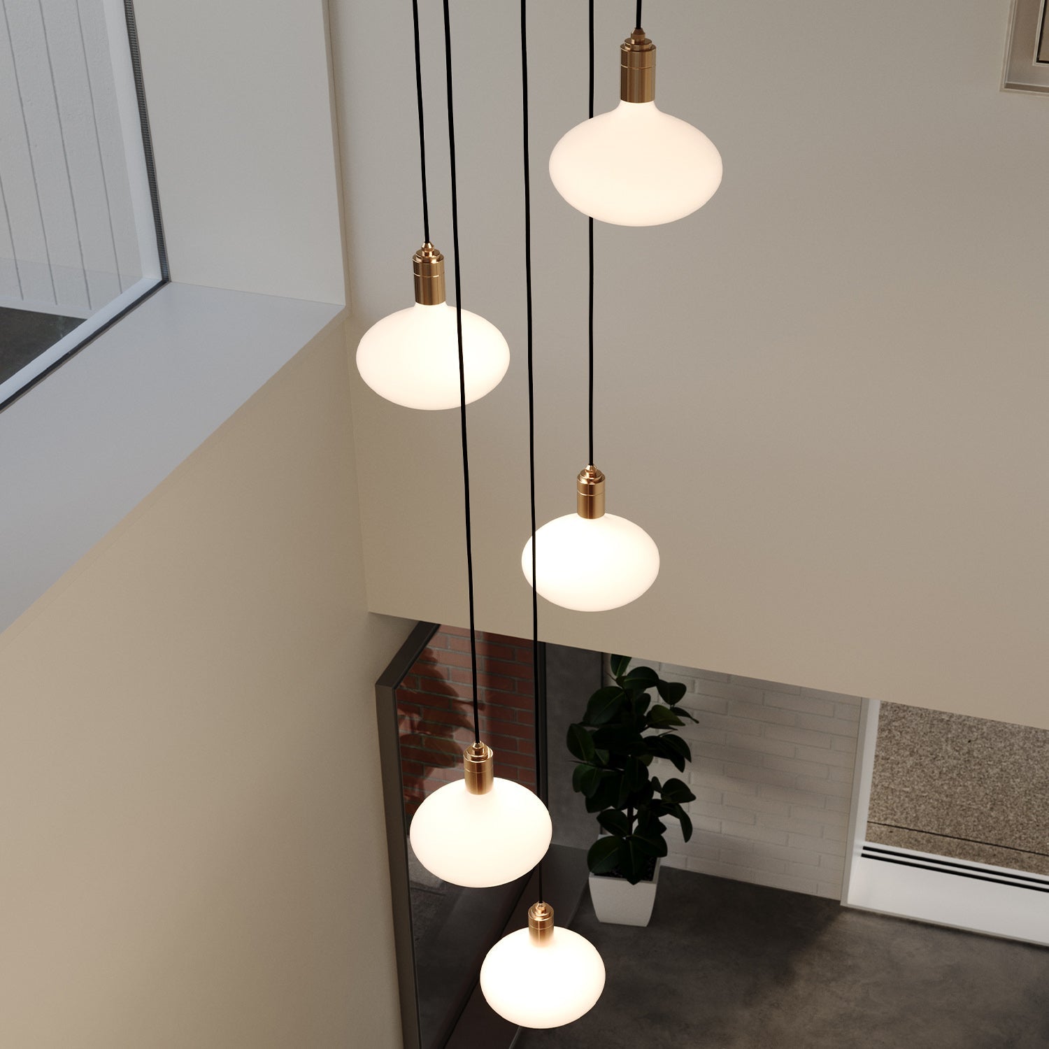 Tala Five Pendant in Brass + Oval II close-up detail of the finish