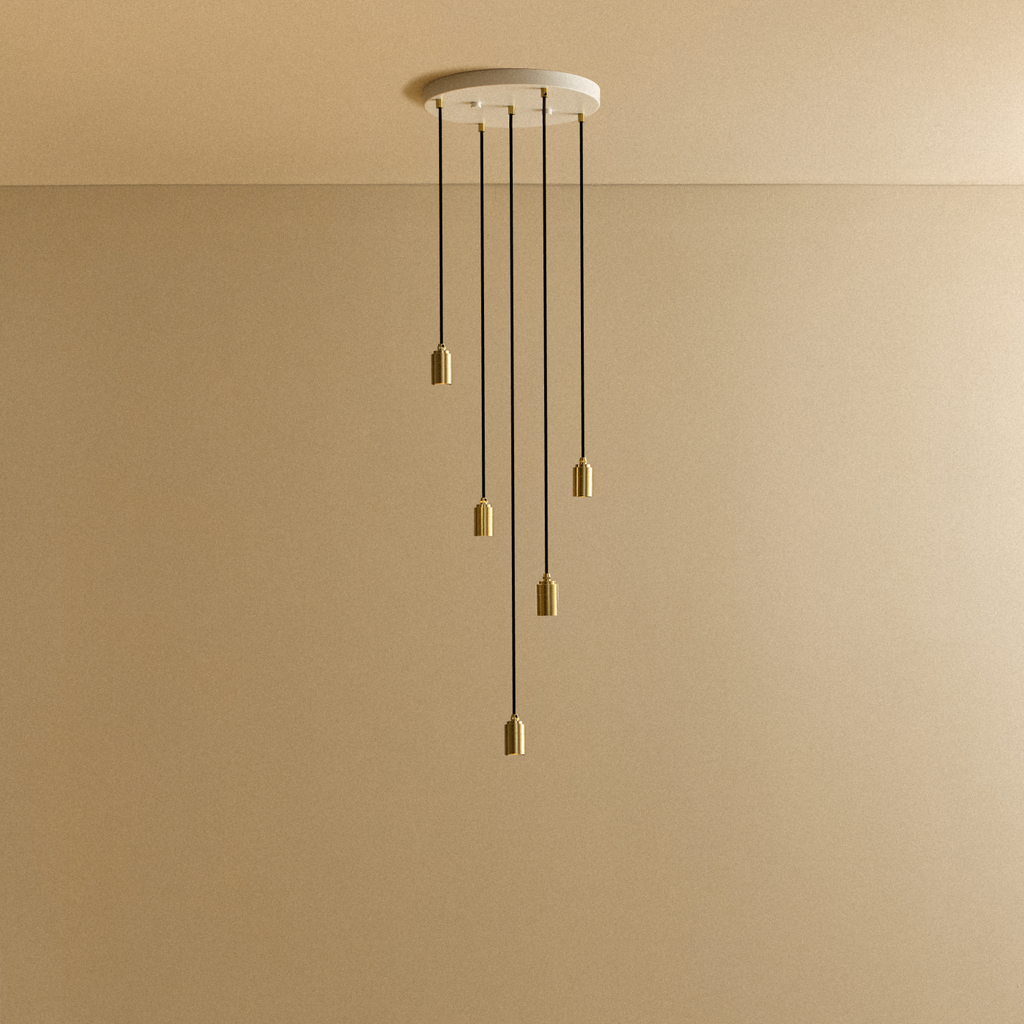 Tala Five Pendant in Brass fixture shown without a bulb