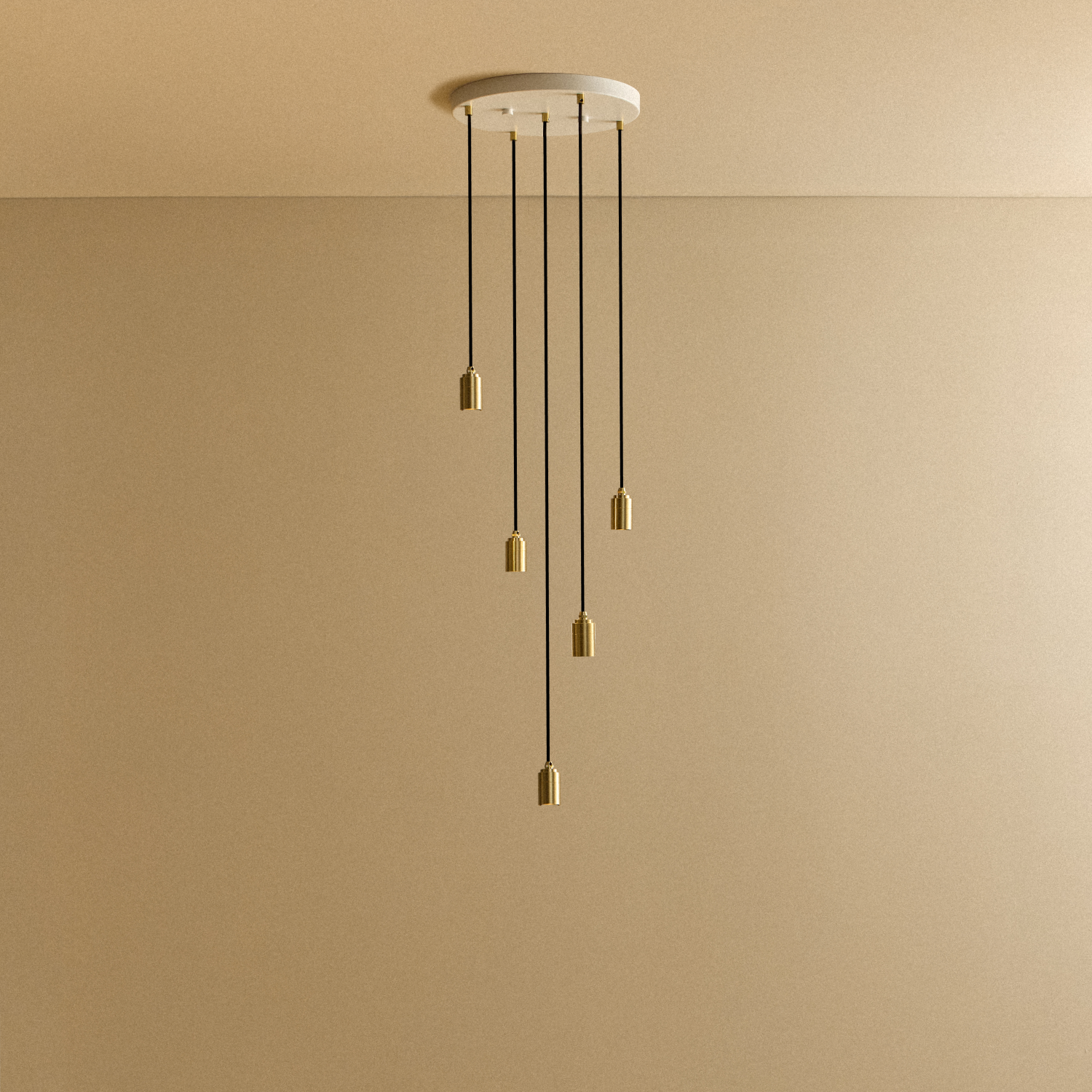 Tala Five Pendant in Brass fixture shown without a bulb