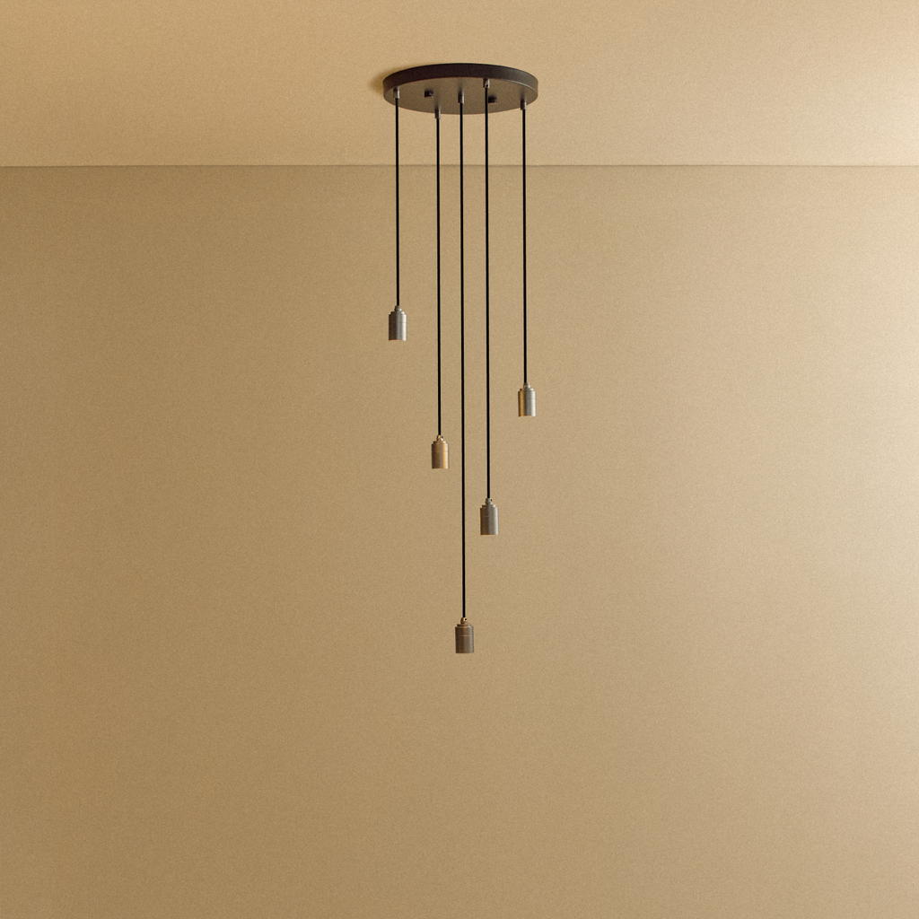 Tala Five Pendant in Graphite fixture shown without a bulb